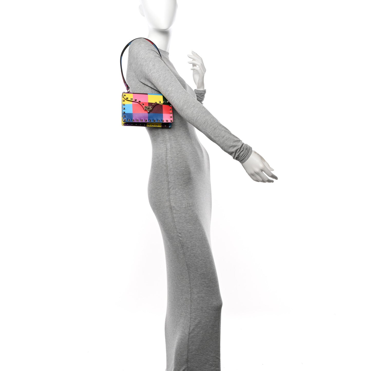 Vitello 1973 Rockstud Fliplock Clutch With Chain Multicolor