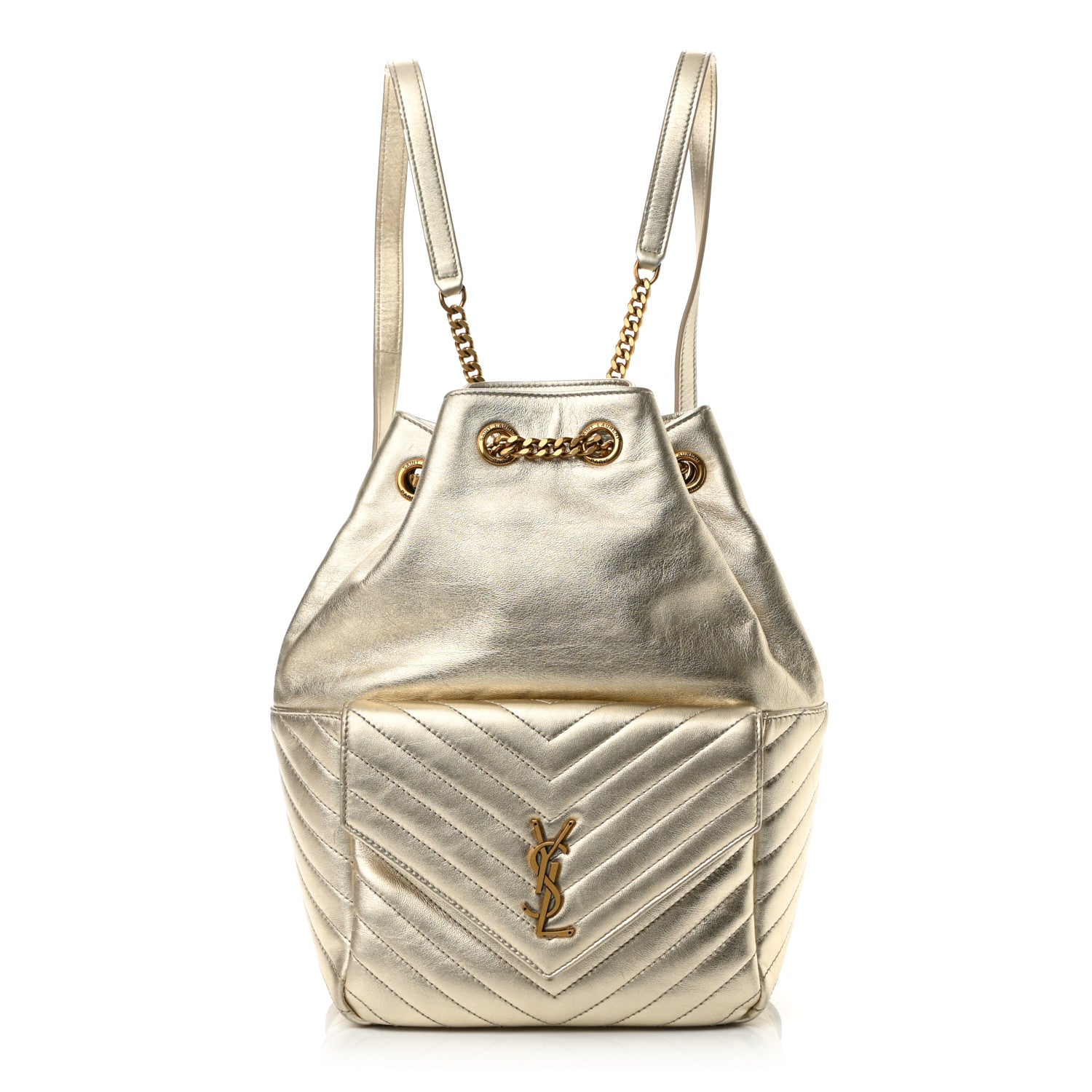 Saint Laurent Lambskin Matelasse Monogram Joe Backpack Pale Gold 1078328 – FASHIONPHILE