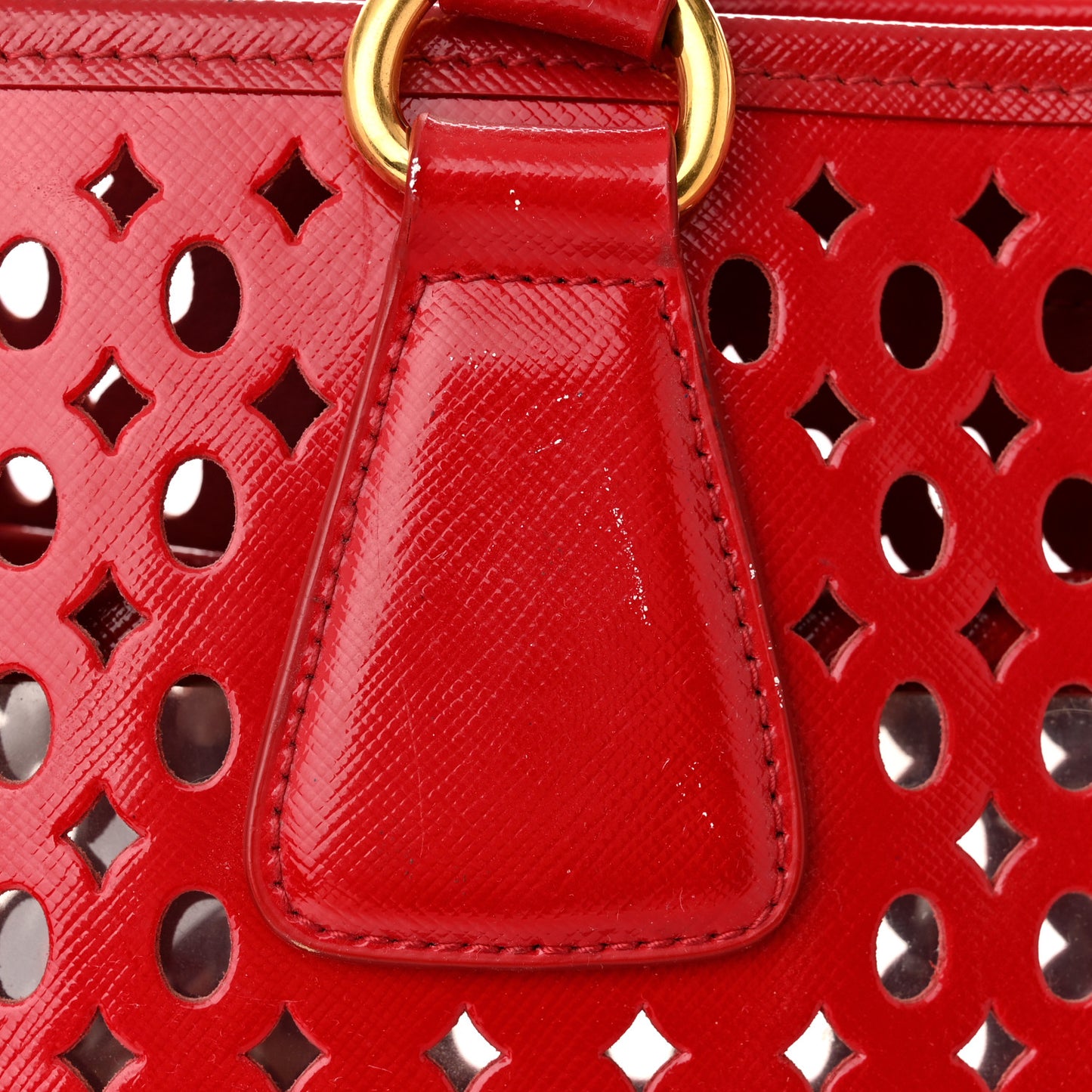 Saffiano Perforated Tote Red