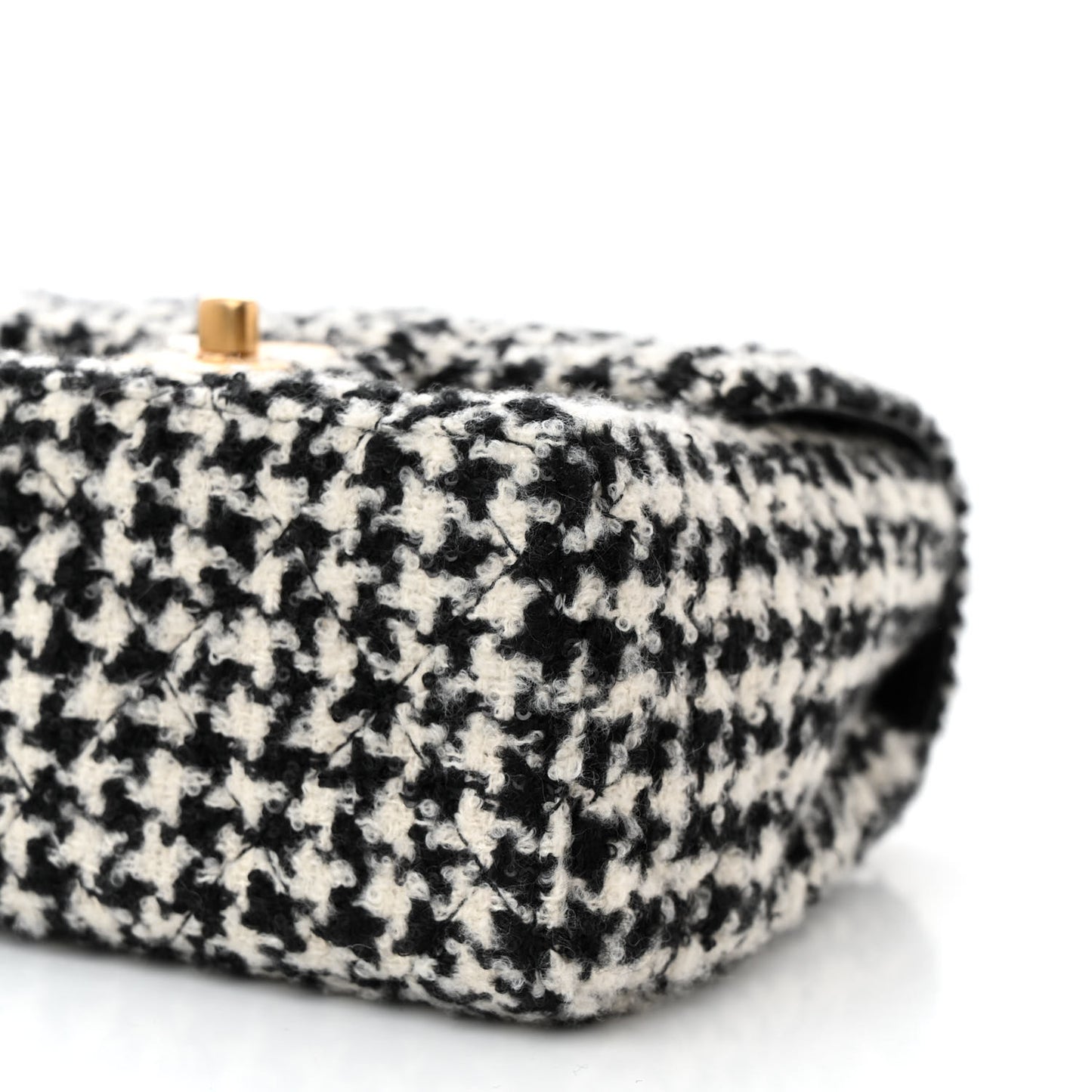 Tweed Houndstooth Quilted Mini Square Flap