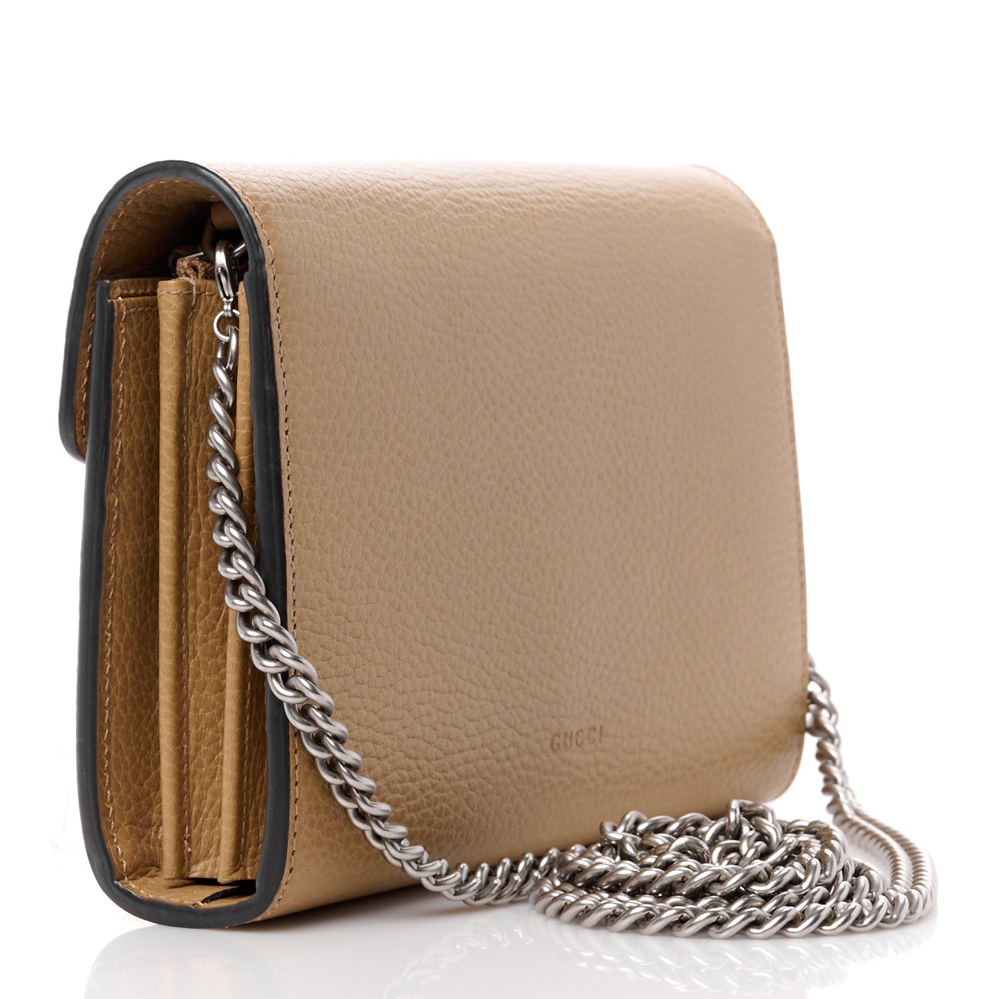 Dollar Calfskin Crystal Mini Dionysus Chain Wallet Natural Tan Black Diamond