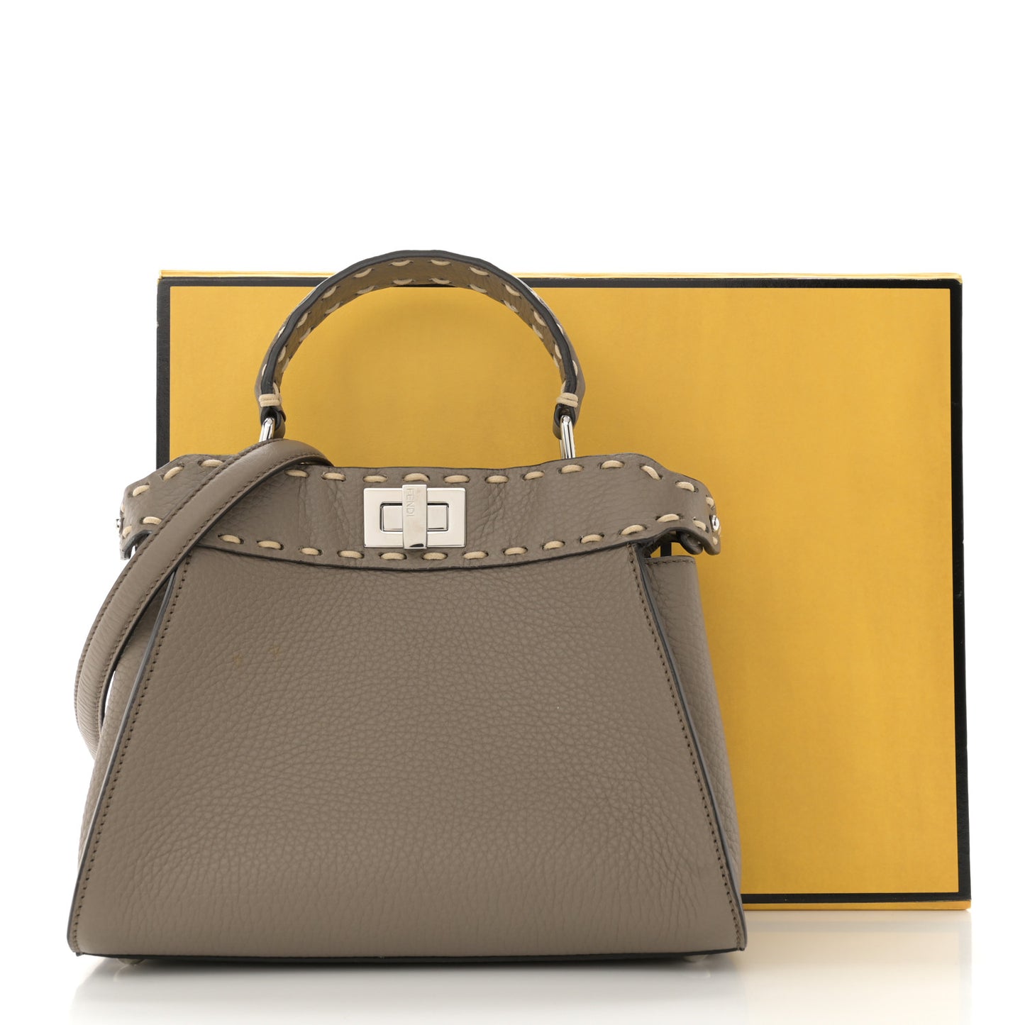 Vitello Granato Camoscio Macro Stitching Selleria Mini Peekaboo Iconic Satchel Tartufo