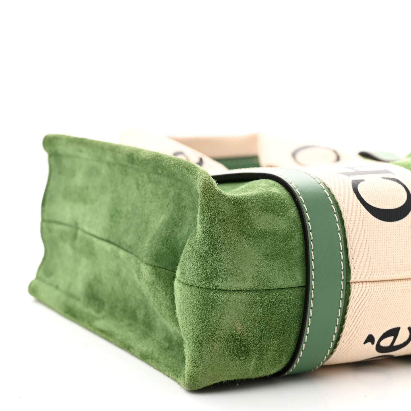 Suede Calfskin Small Woody Ribbon Tote Bright Green