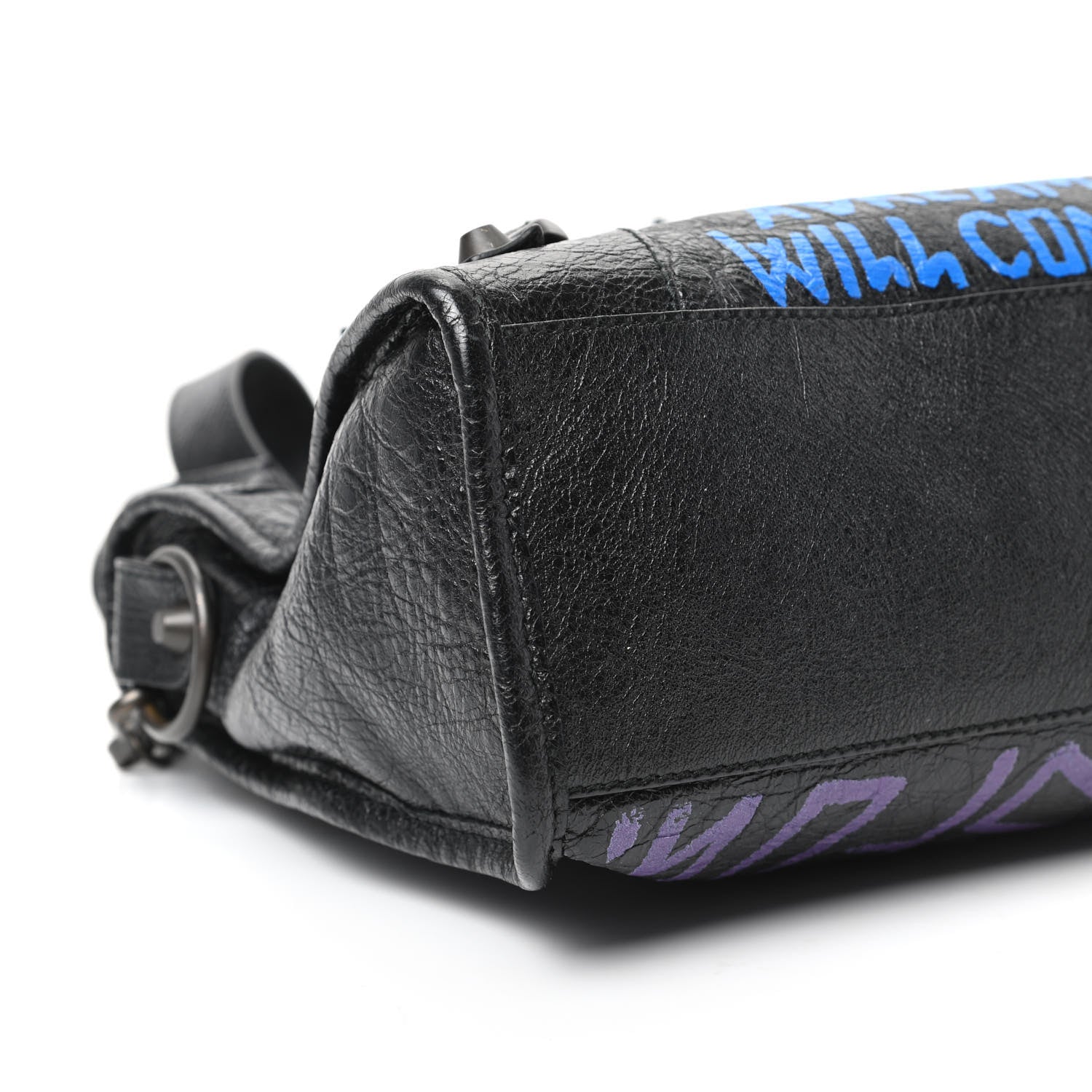 Balenciaga Agneau Arena Graffiti All Over Classic Hardware S City Black Bleu Violet 8 of 9