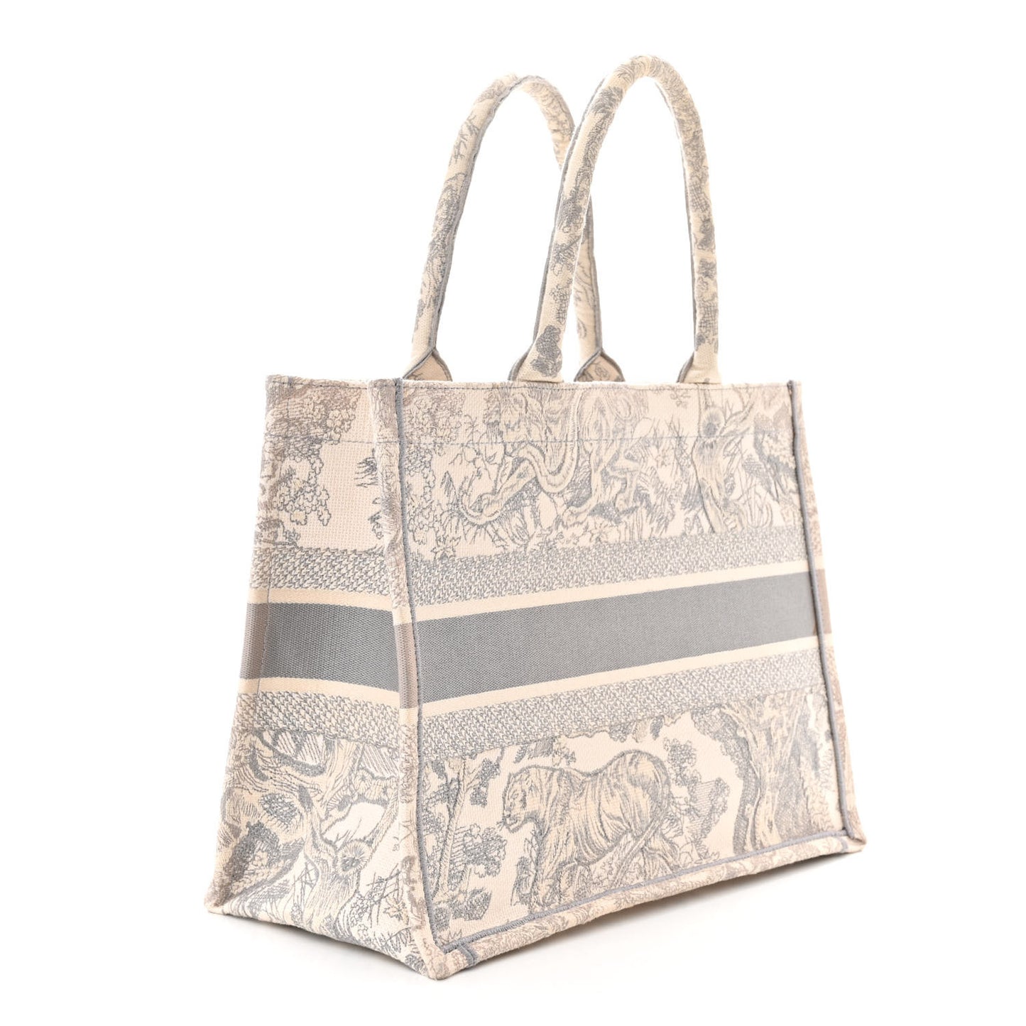 Canvas Embroidered Medium Dioriviera Toile De Jouy Book Tote Gray