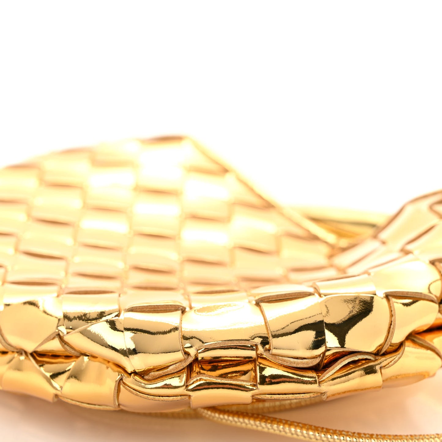 Mirror Laminated Nappa Intrecciato Mini Sardine Bag Gold