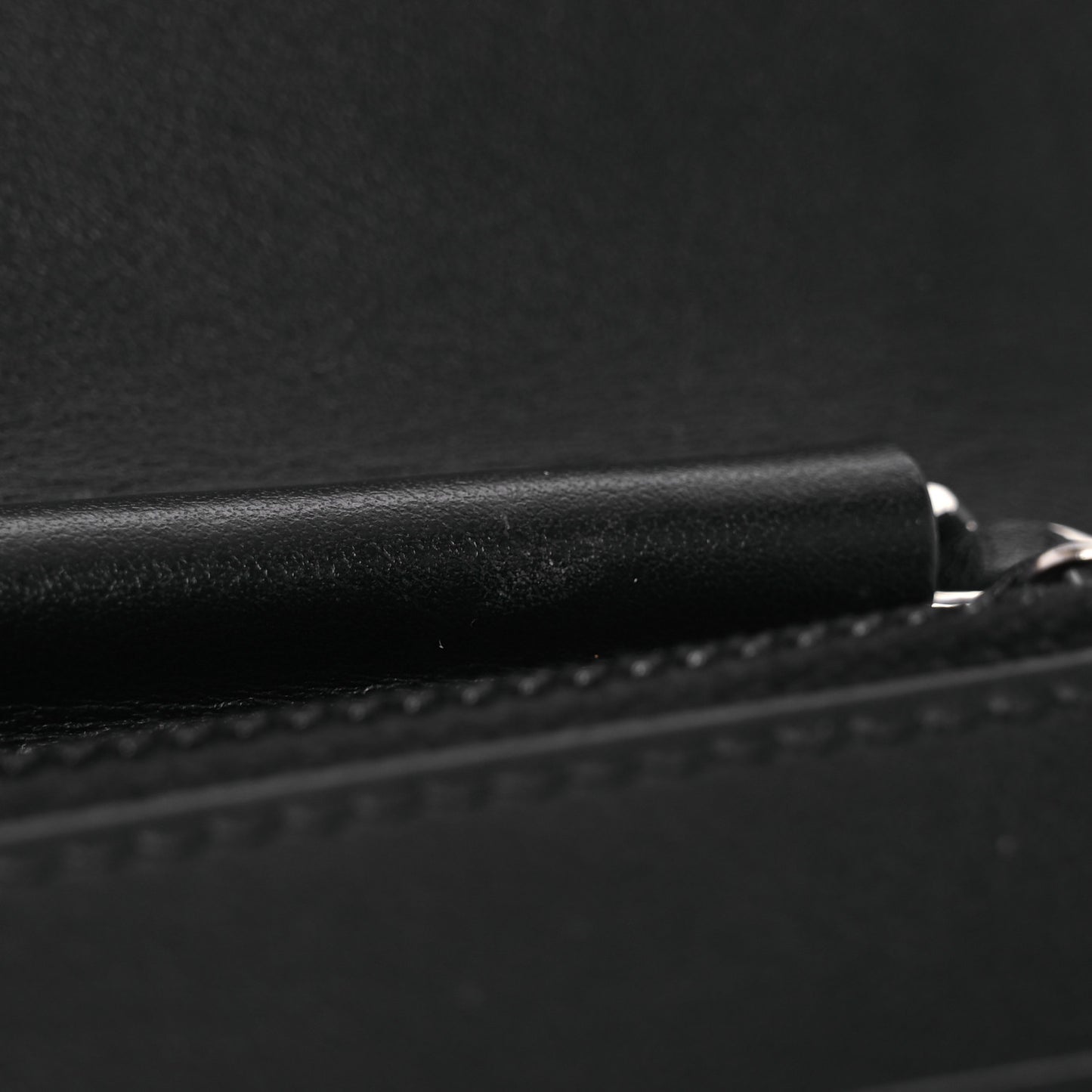Lambskin Camellia Embossed Wallet On Chain WOC Black