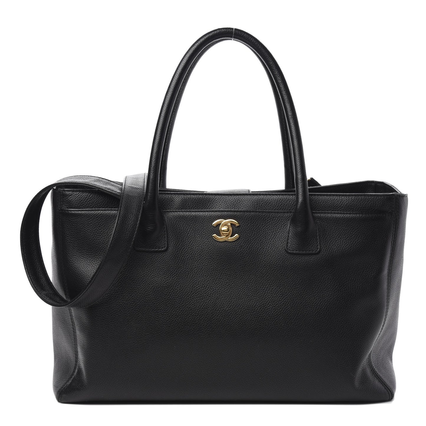 Calfskin Cerf Executive Shopper Tote Black