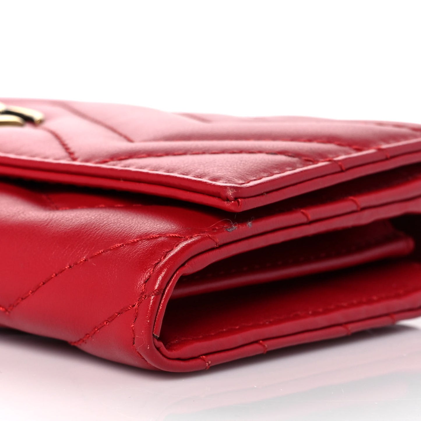 Calfskin Matelasse GG Marmont Continental Wallet Hibiscus Red