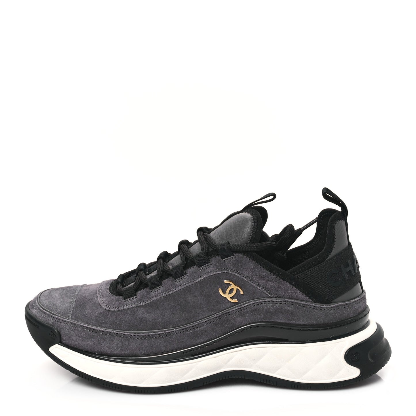 Suede Calfskin Nylon Grosgrain CC Sneakers 40 Grey