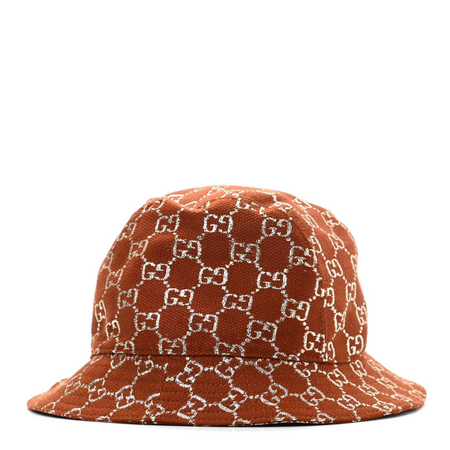 Canvas Lame GG Monogram Bucket Hat M Burnt Orange Silver