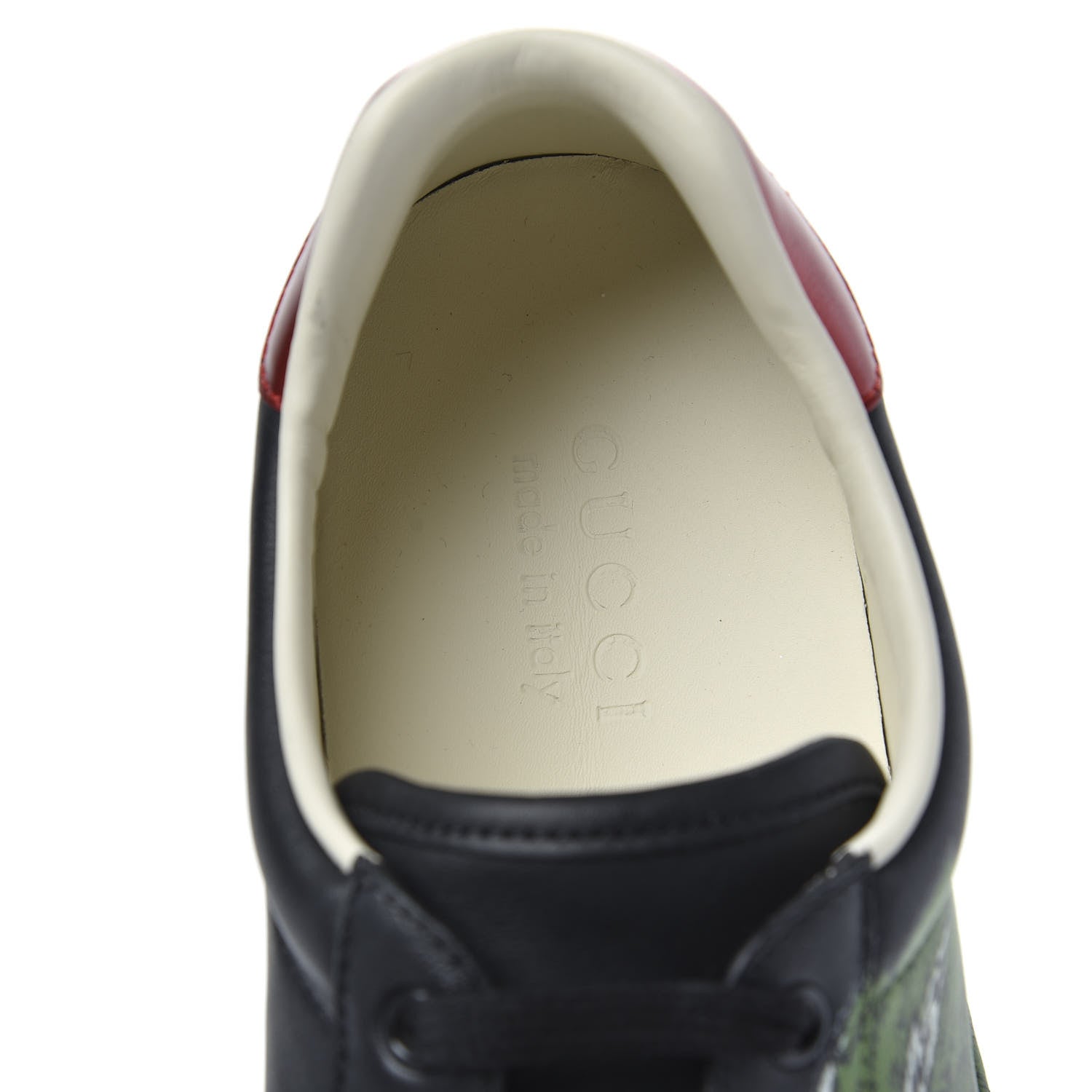 Gucci Calfskin Green Panther Print Mens Ace Sneakers 8.5 Black 6 of 8