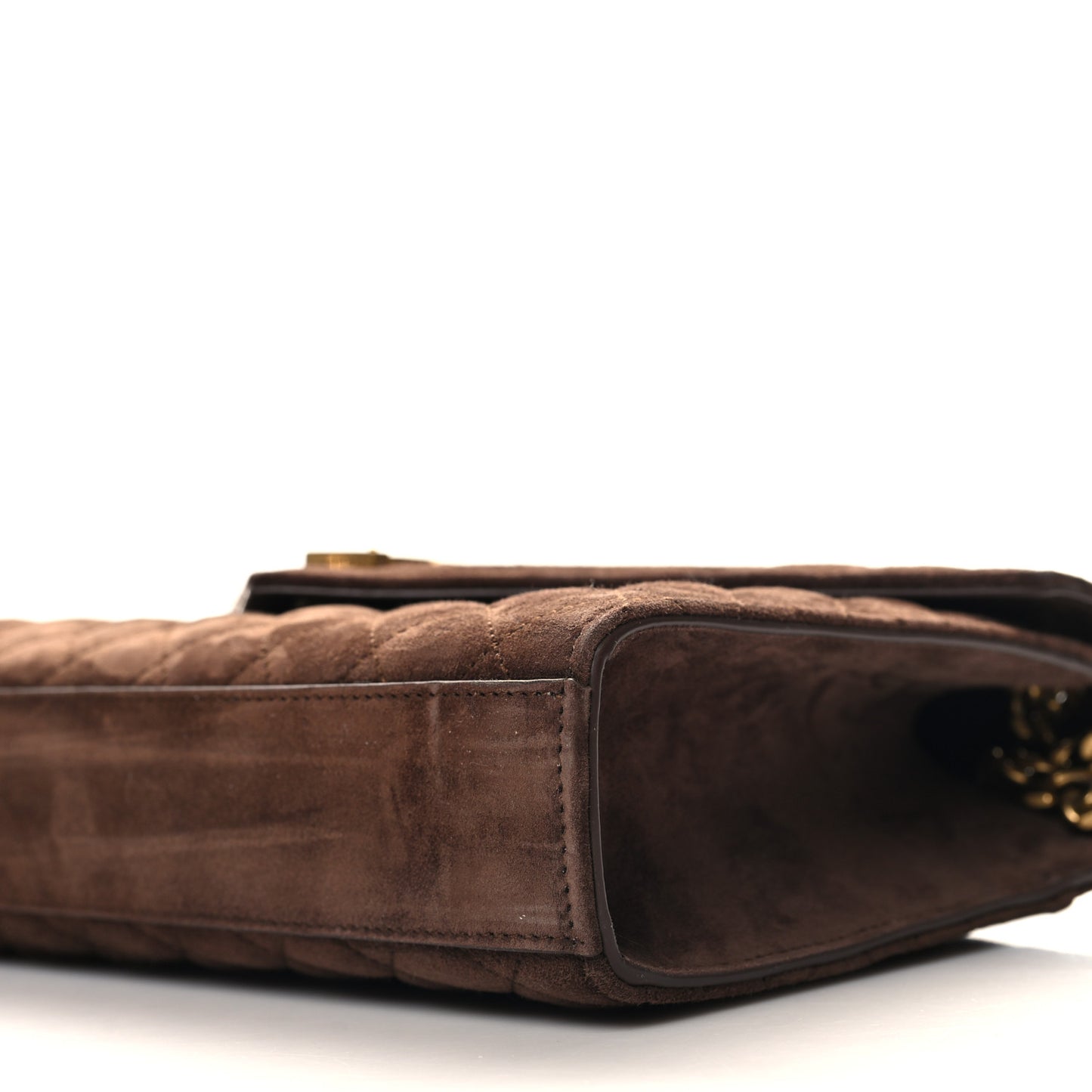 Suede Mixed Matelasse Triquilt Medium Monogram Envelope Satchel Bark Brown