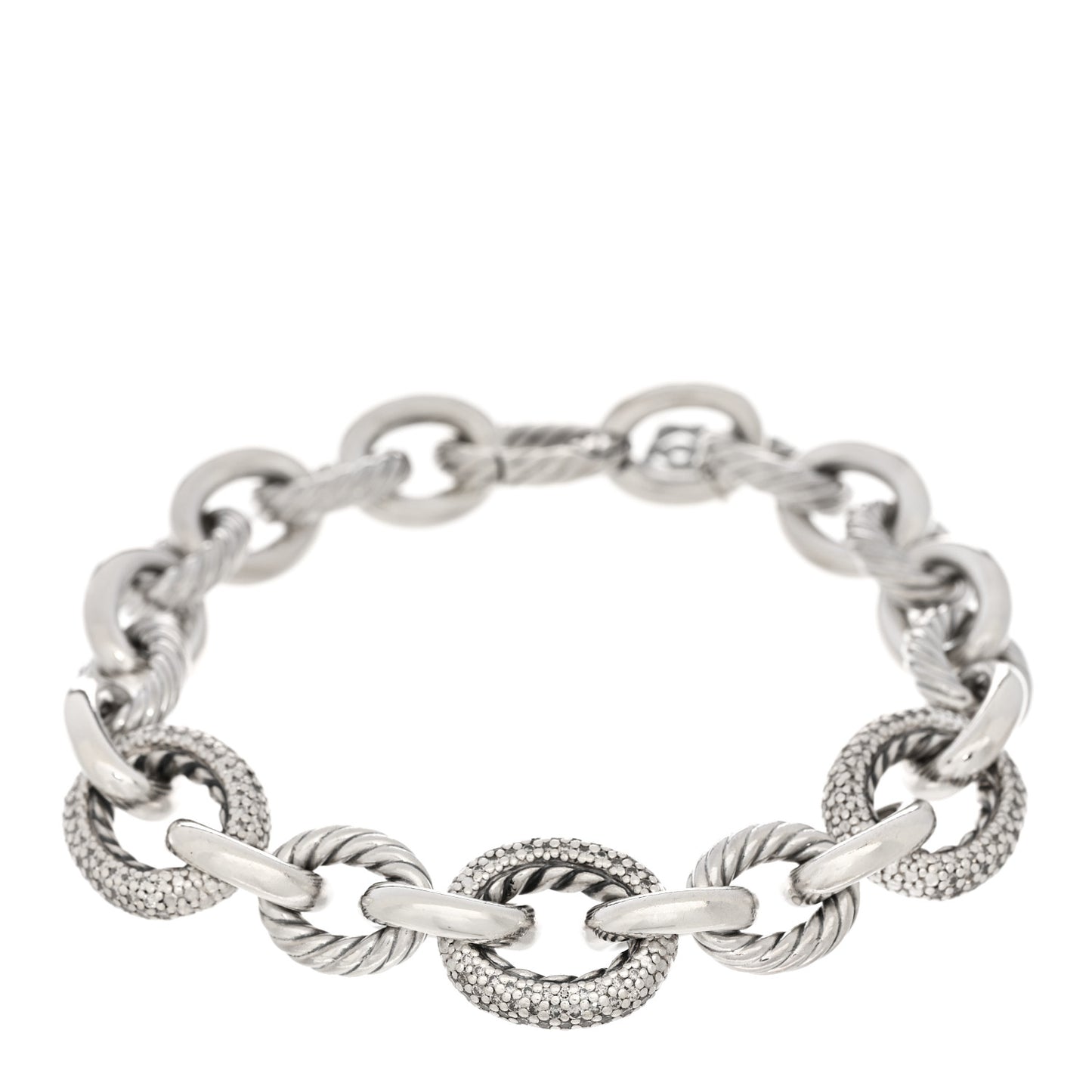 Sterling Silver Diamond 15mm Large Oval Link Bracelet