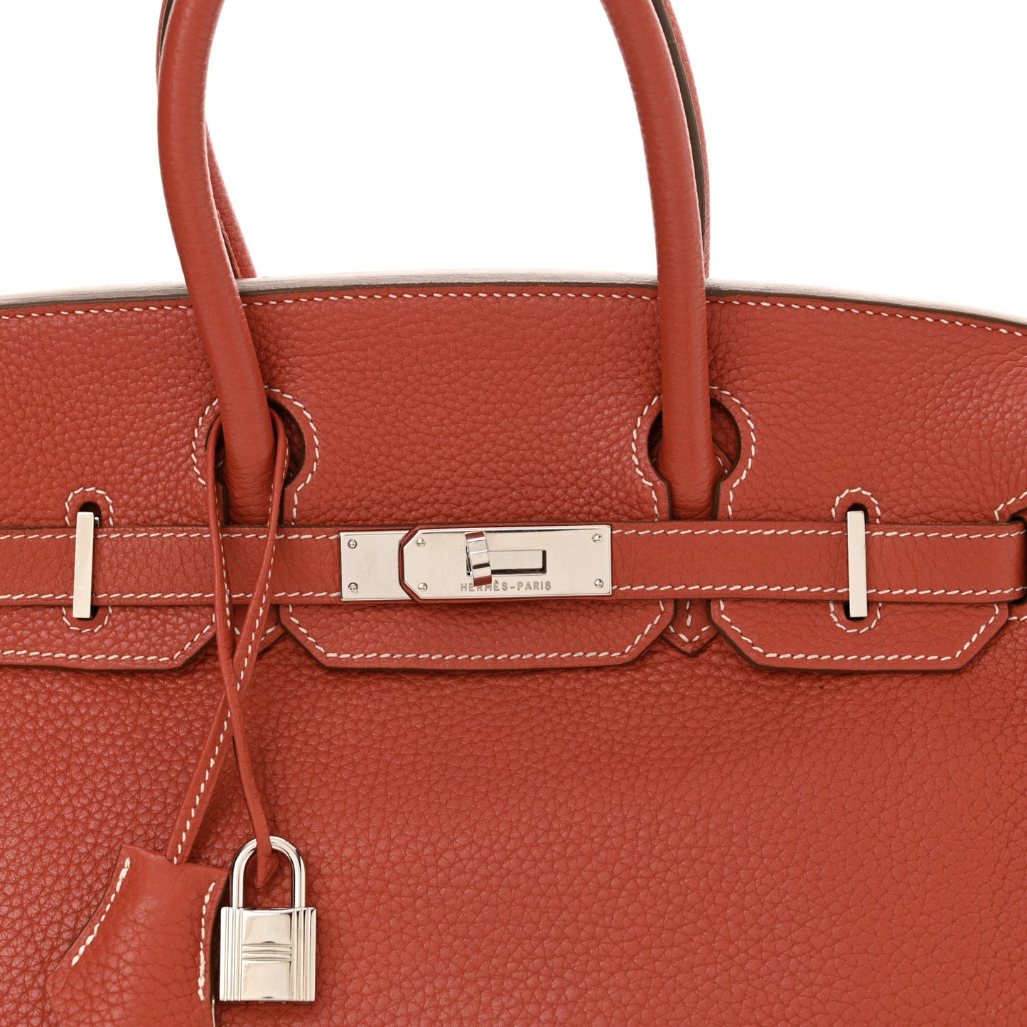 Taurillon Clemence Eclat Birkin 30 Sanguine White