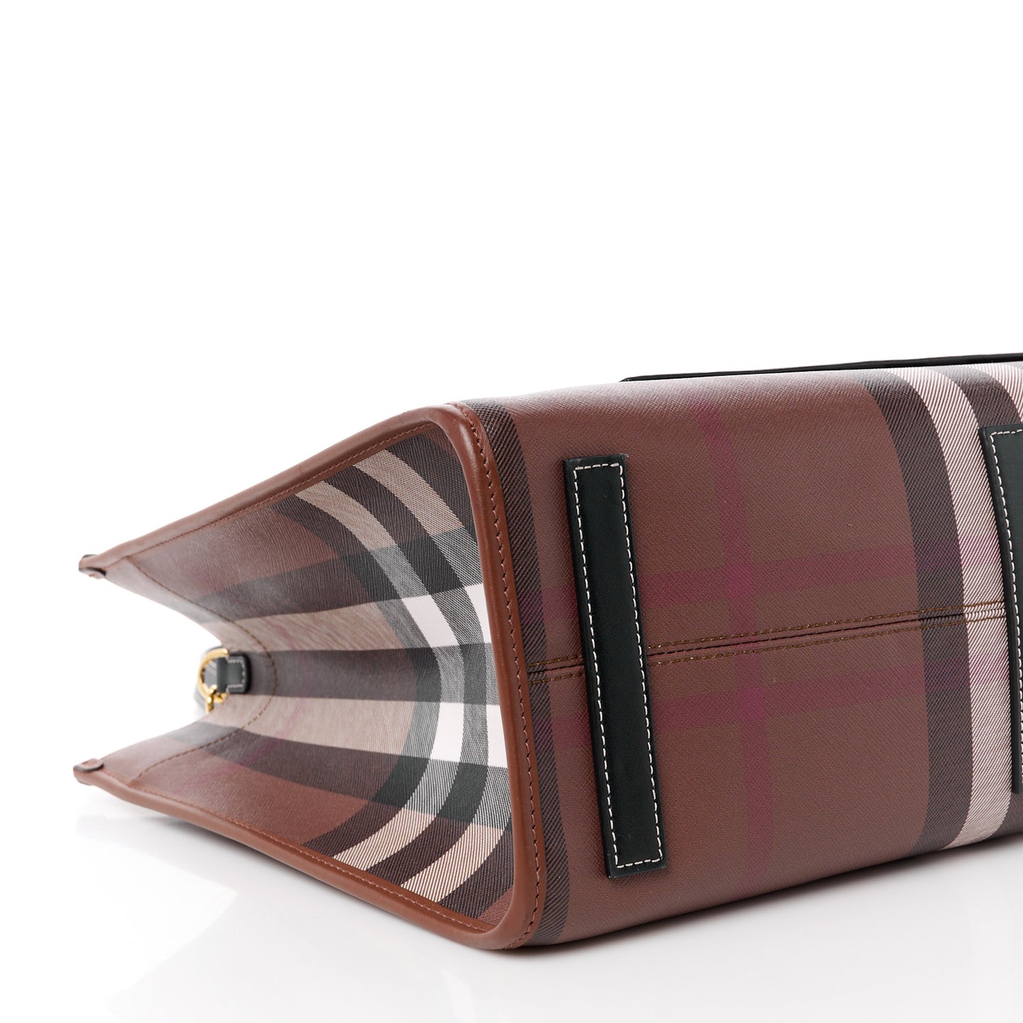 E-Canvas Check Calfskin Medium Freya Tote Dark Birch Brown