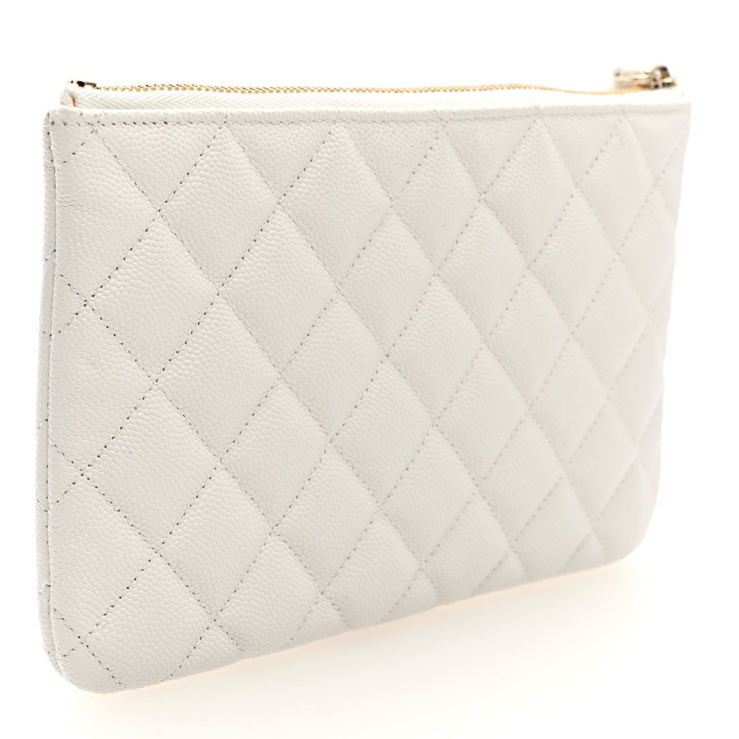 Caviar Quilted Cosmetic Case White