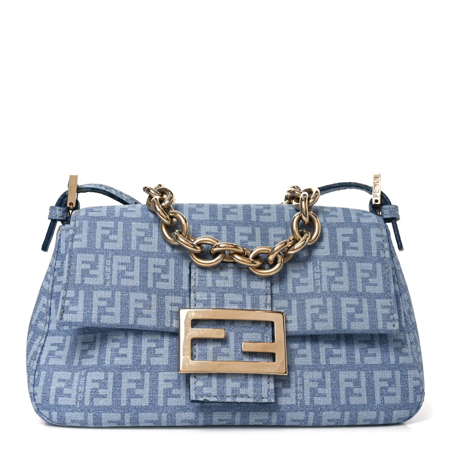Fendi Zucchino Spalmati Forever Mini Mama Baguette Celeste 1847181