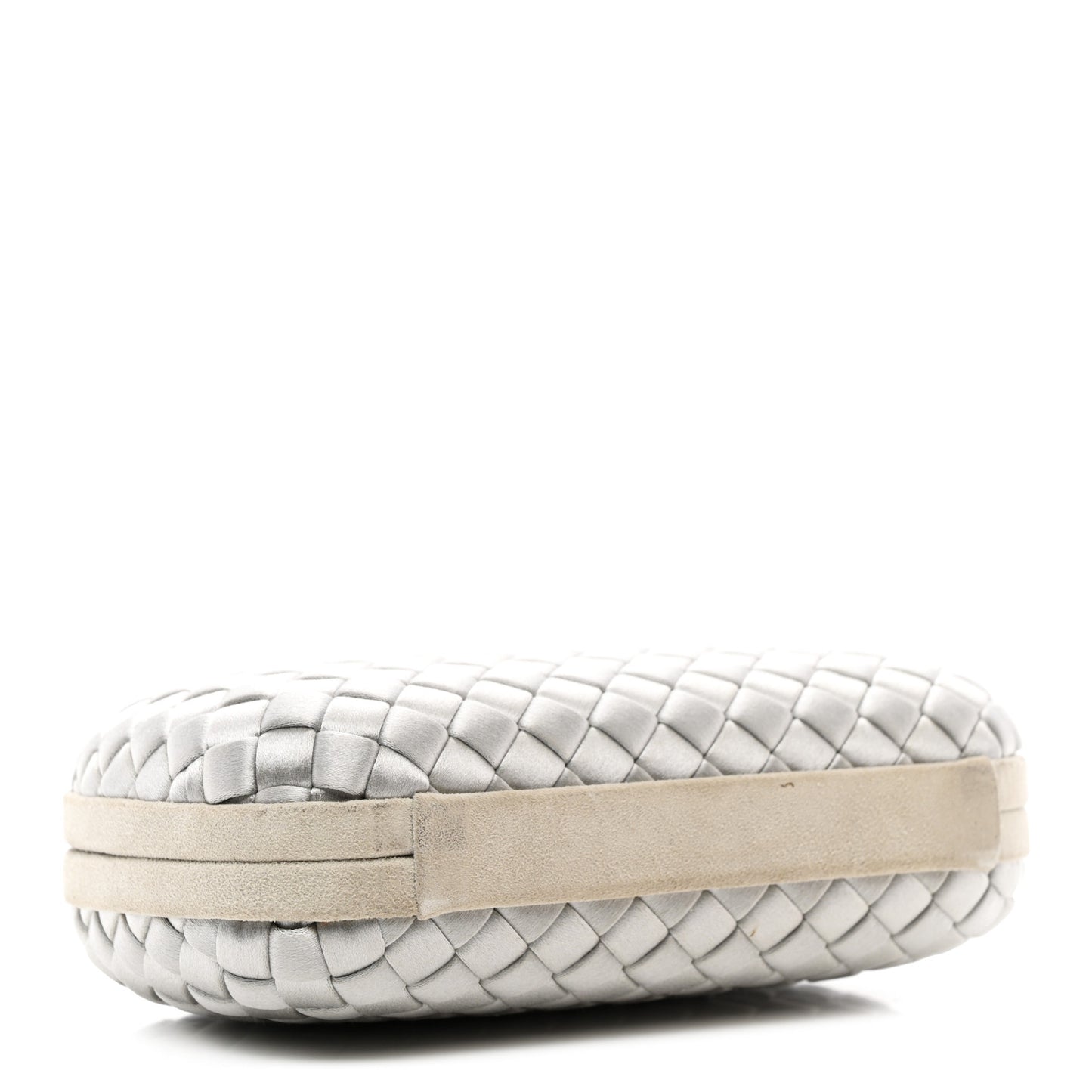 Satin Intreccio Knot Clutch Light Grey