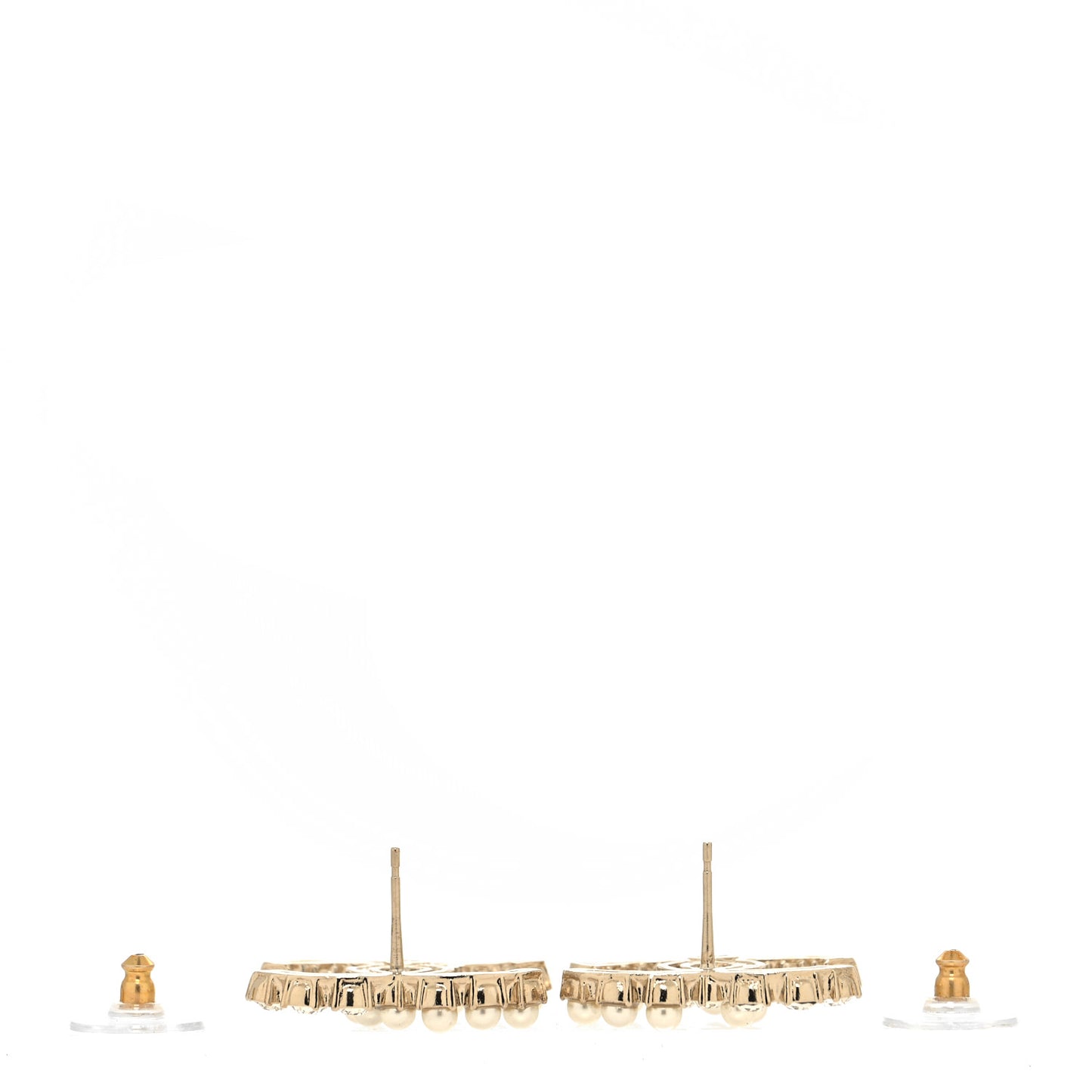 Crystal Pearl CC Dazzling Domino Earrings Gold