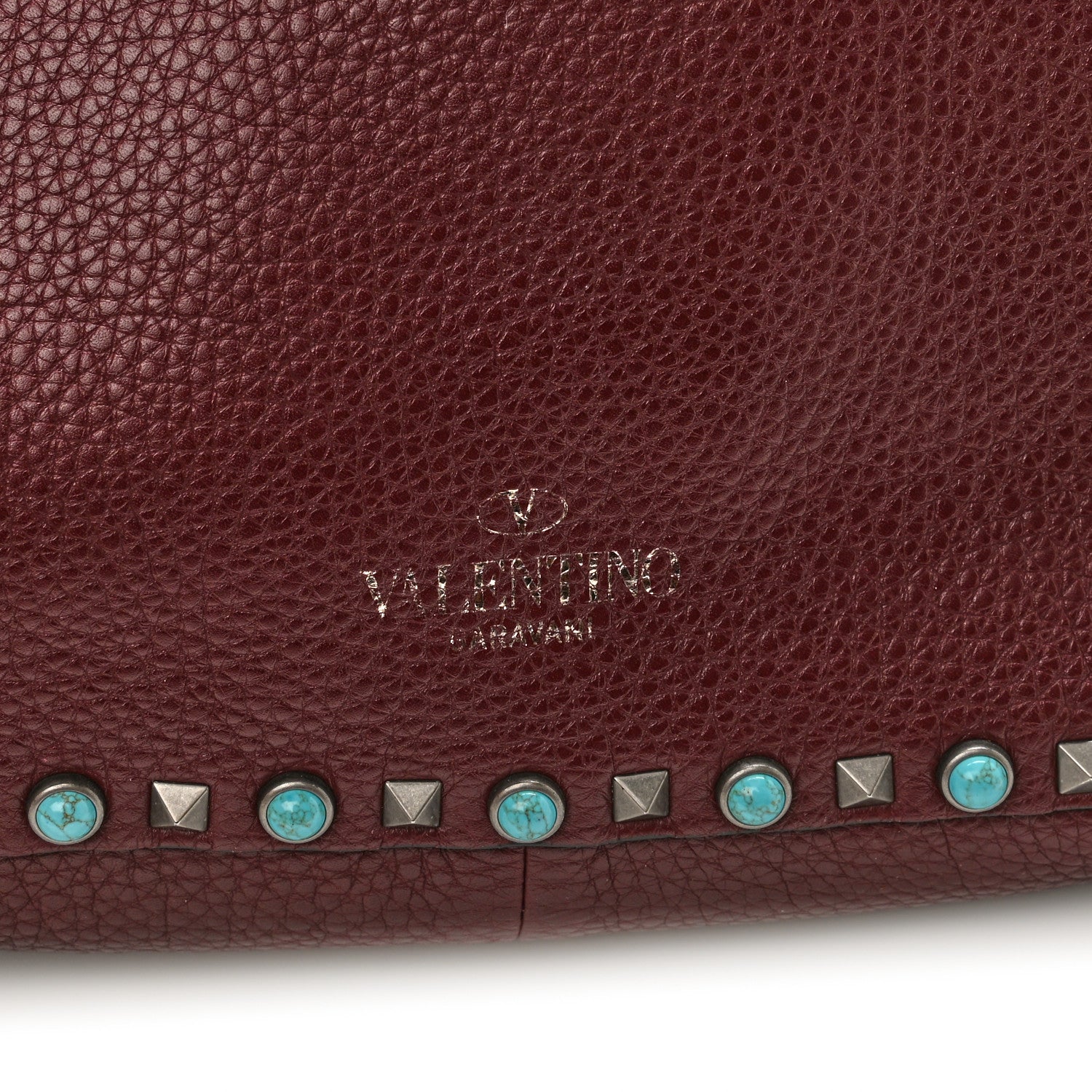 Valentino Garavani Stampa Alce Calfskin Medium Guitar Strap Rockstud Rolling Reversible Tote Wine Yellow 10 of 18