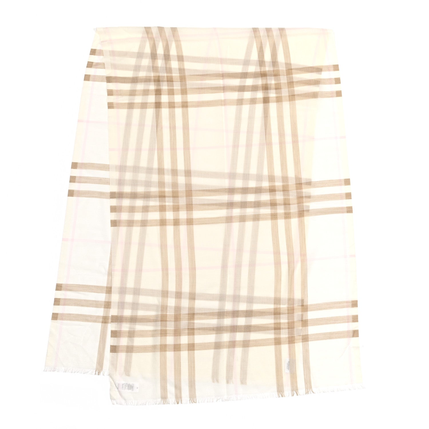 Burberry Wool Silk Gauze Giant Check Scarf White Alabaster 2 of 5