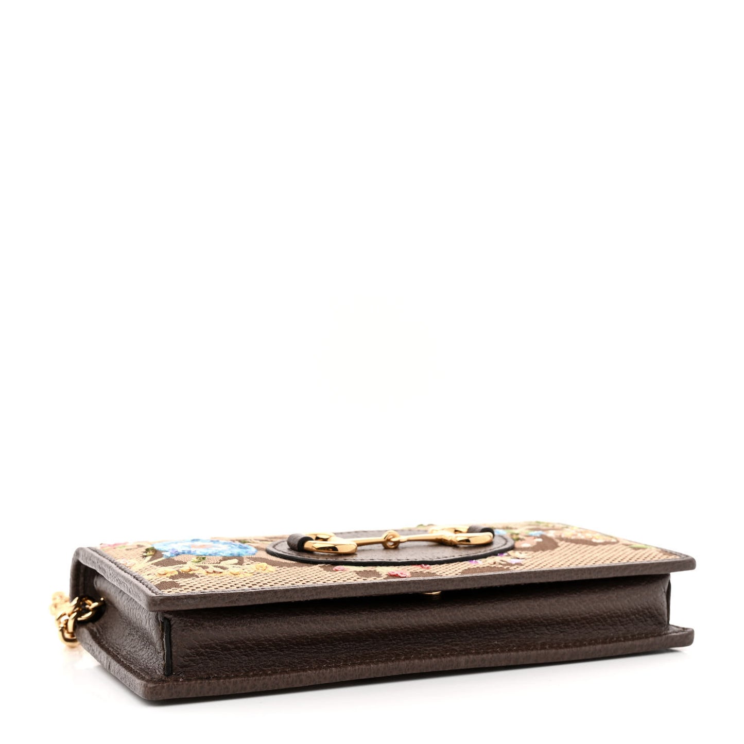 Monogram Jumbo GG Textured Dollar Calfskin Embroidered Horsebit 1955 Wallet On Chain Camel Ebony New Acero Multicolor