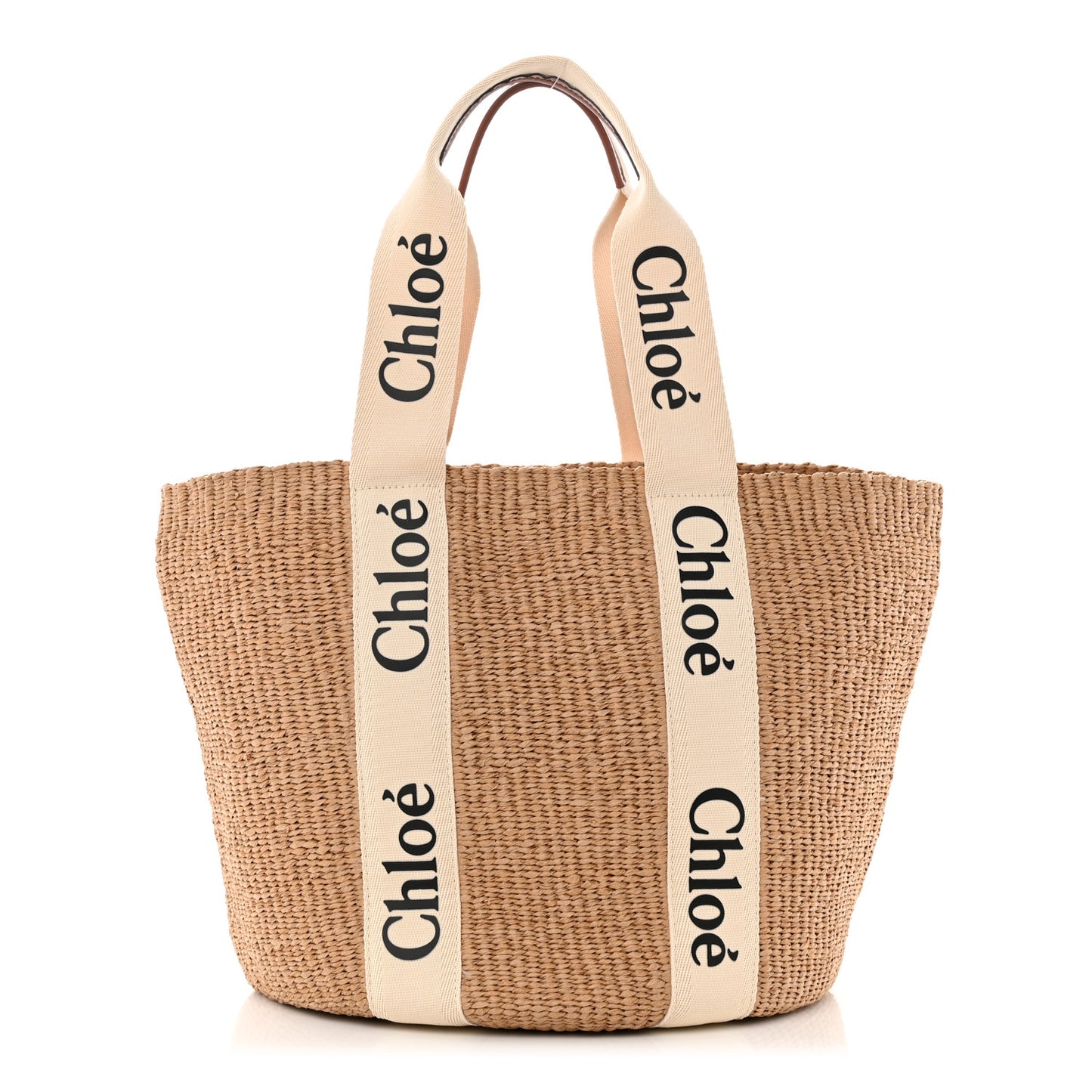 Raffia Large Woody Basket Bag White
