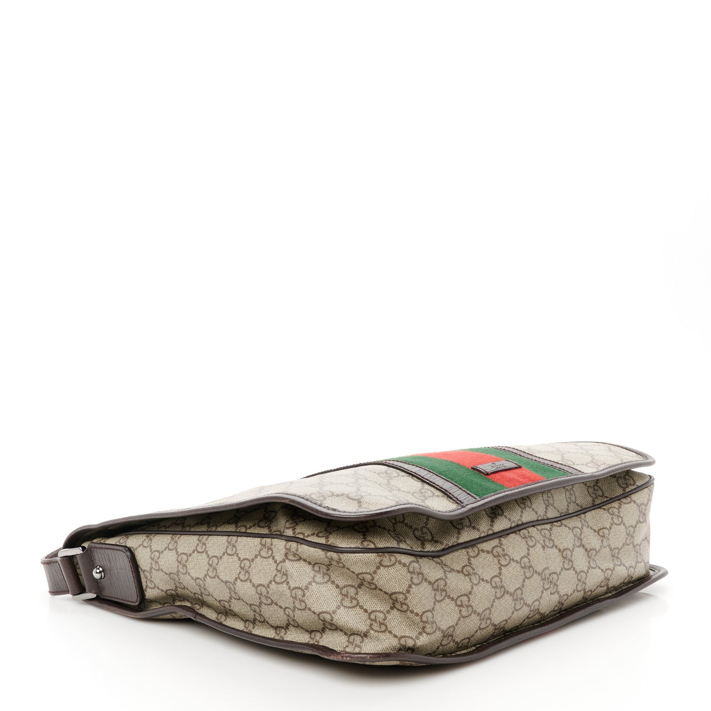 GG Plus Monogram Web Large Flap Messenger Bag Beige Dark Brown