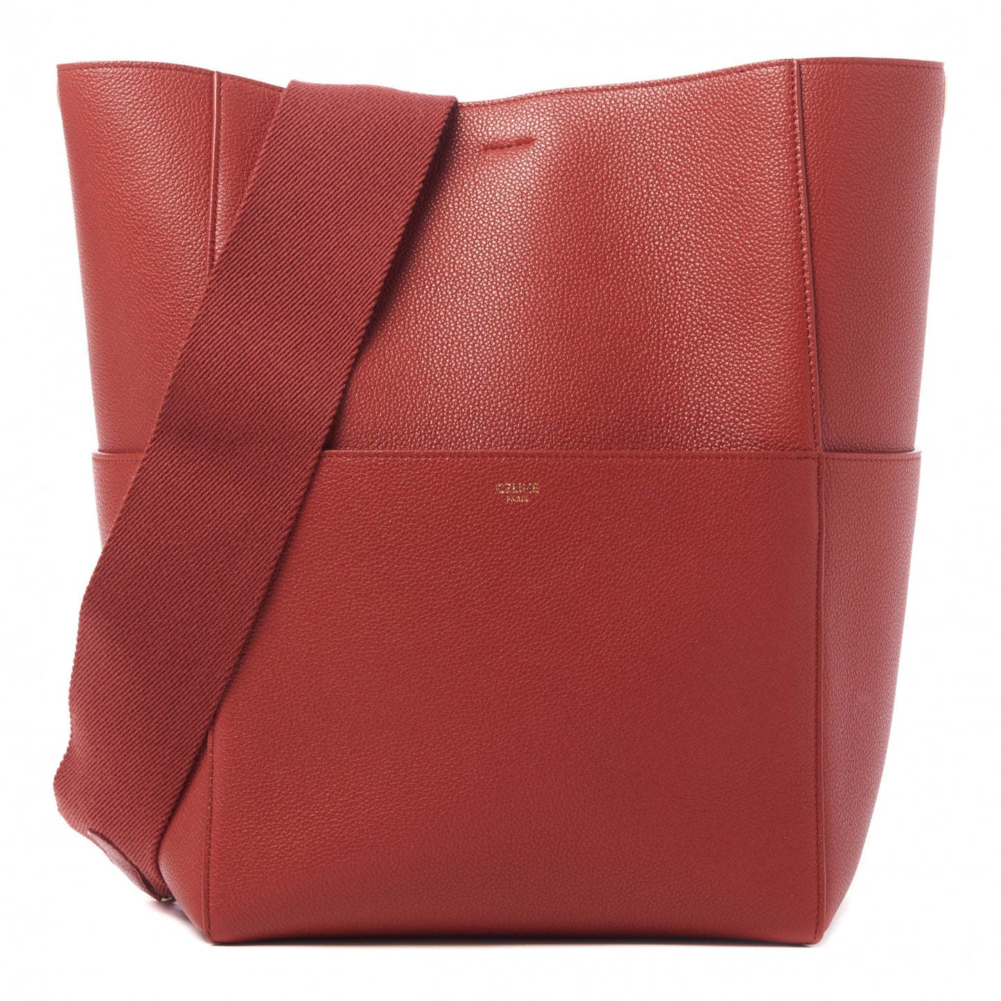 Soft Grained Calfskin Sangle Bucket Bag Red