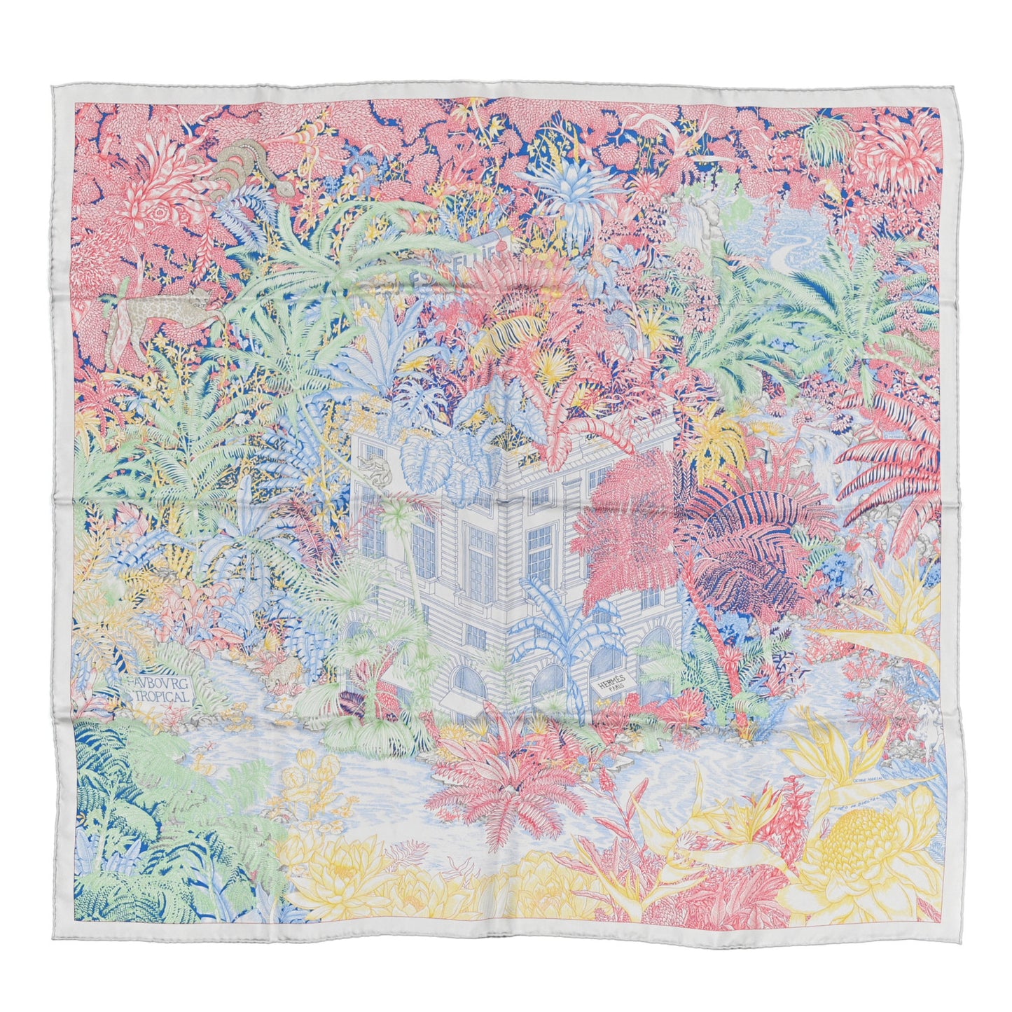 Silk Faubourg Tropical Scarf 90 Pierre Rose Multicolor