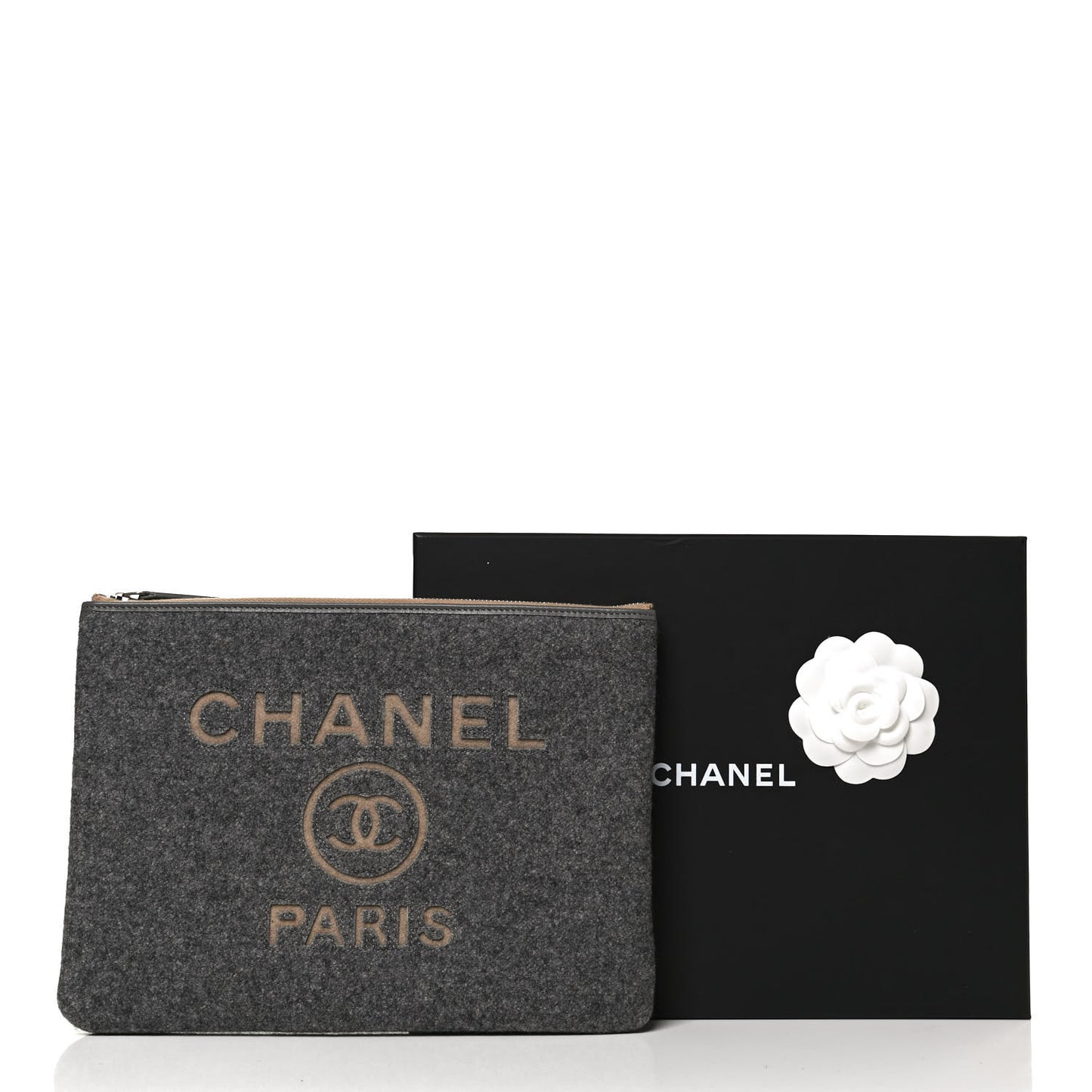 Wool Medium Deauville Cosmetic Pouch Grey