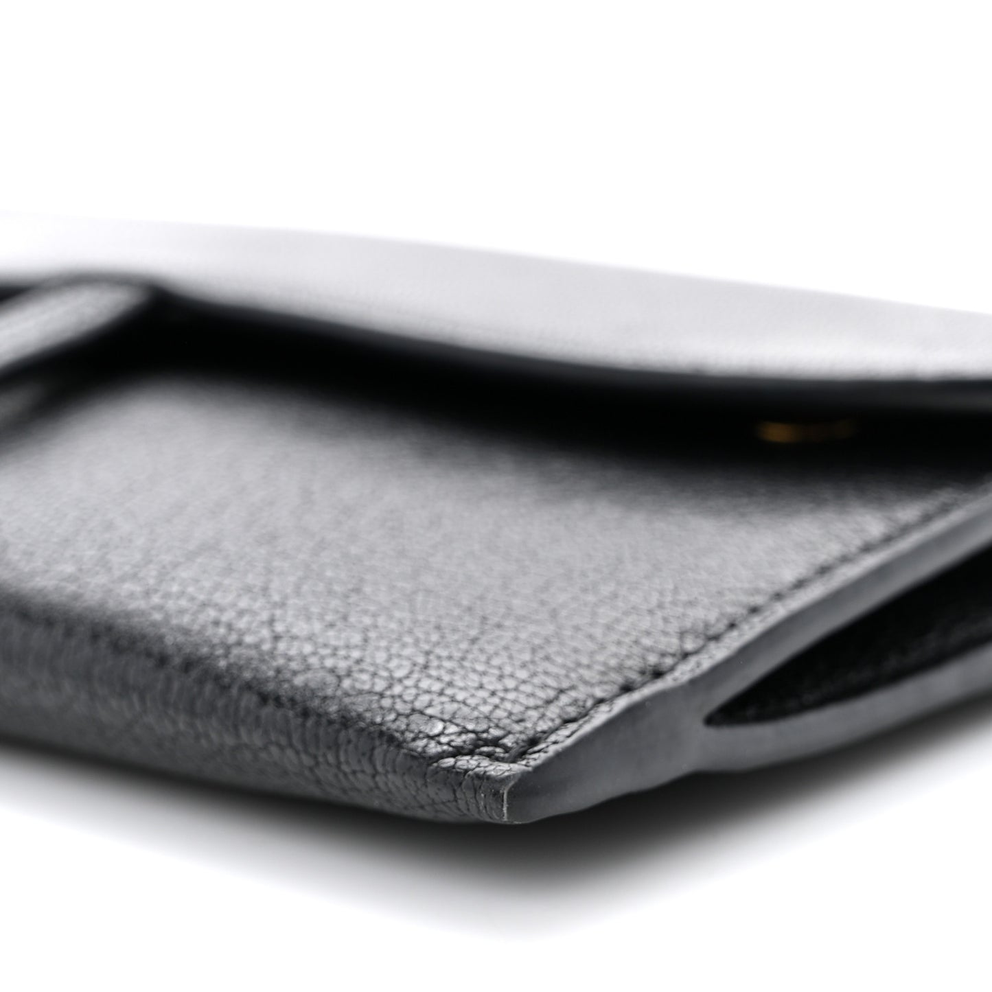 Goatskin Saddle Long Wallet With Chain Black