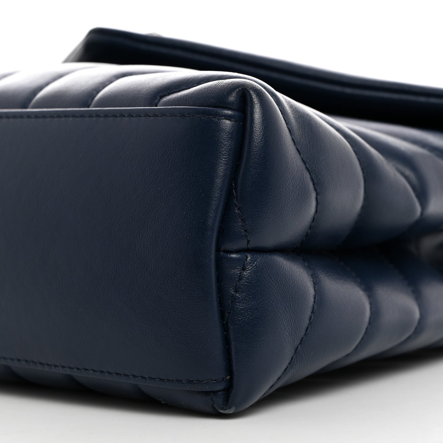 Calfskin Y Quilted Monogram Small Loulou Chain Satchel Denim Blue