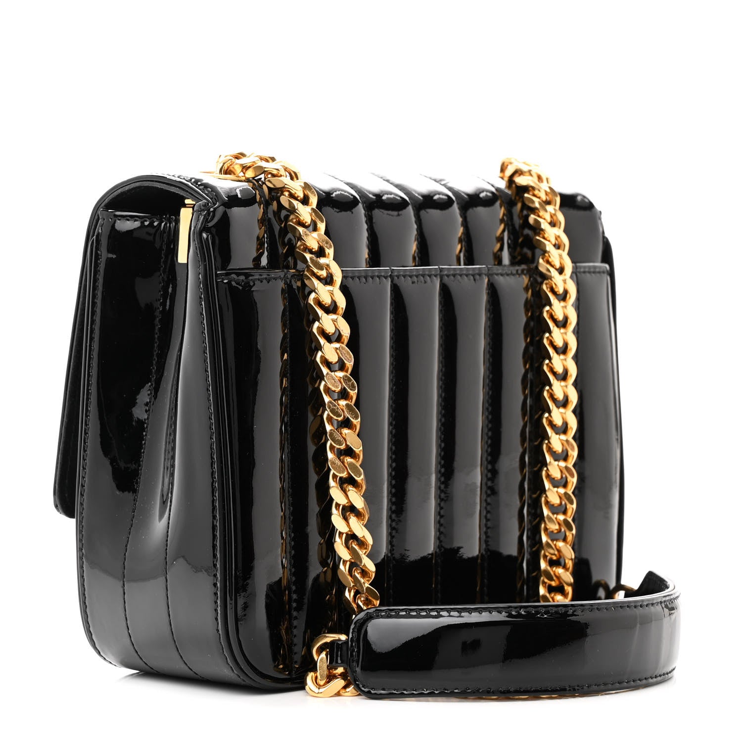 Saint Laurent Patent Calfskin Matelasse Monogram Medium Vicky Chain Bag Black 3 of 14