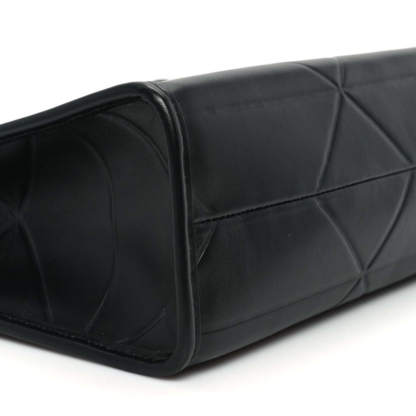 Soft Calfskin Triangolo Symbole Embossed Medium Tote Black