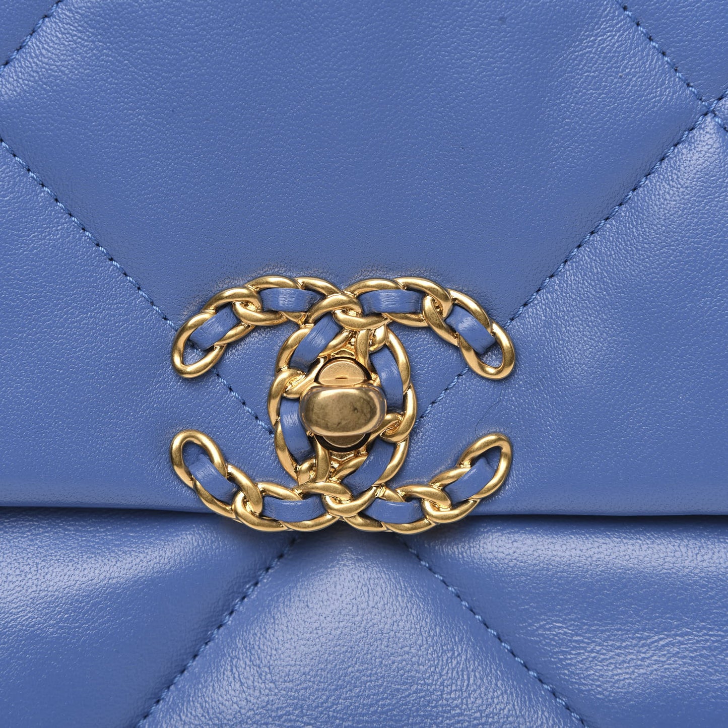 Lambskin Quilted Medium 19 Flap Blue
