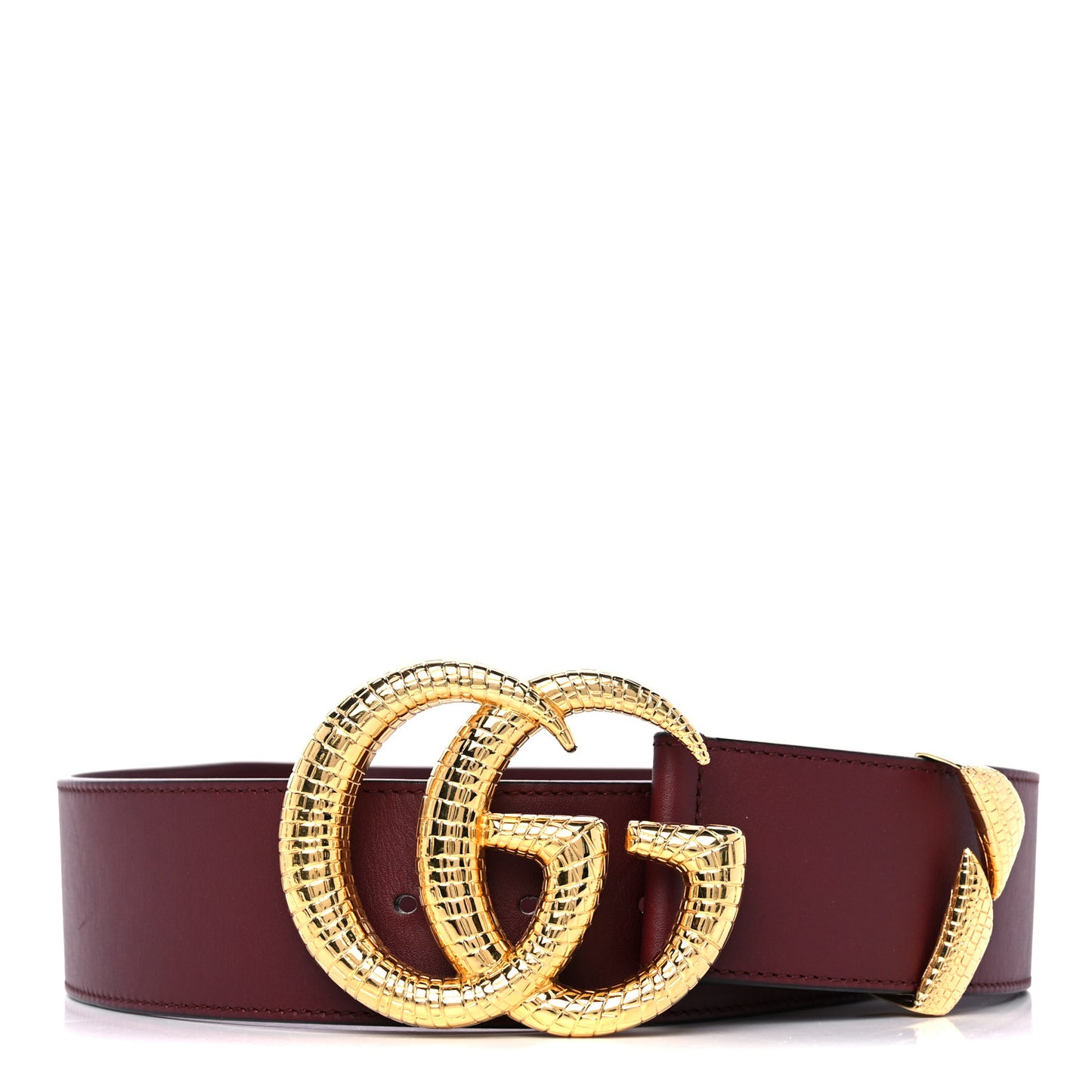 Calfskin Lizard Double G 50mm Belt 80 32 Vintage Bordeaux