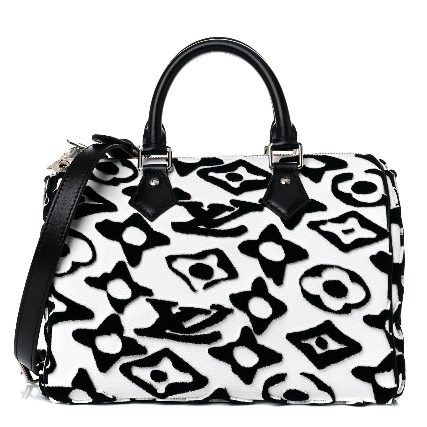 X UF Tufted Monogram Speedy Bandouliere 25 White Black