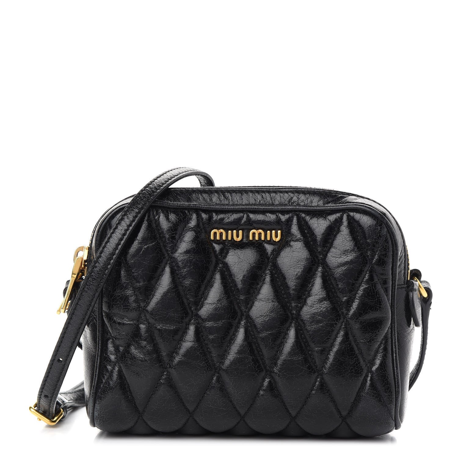 Miu Miu Vitello Shine Quilted Camera Bag Black 906576 – FASHIONPHILE