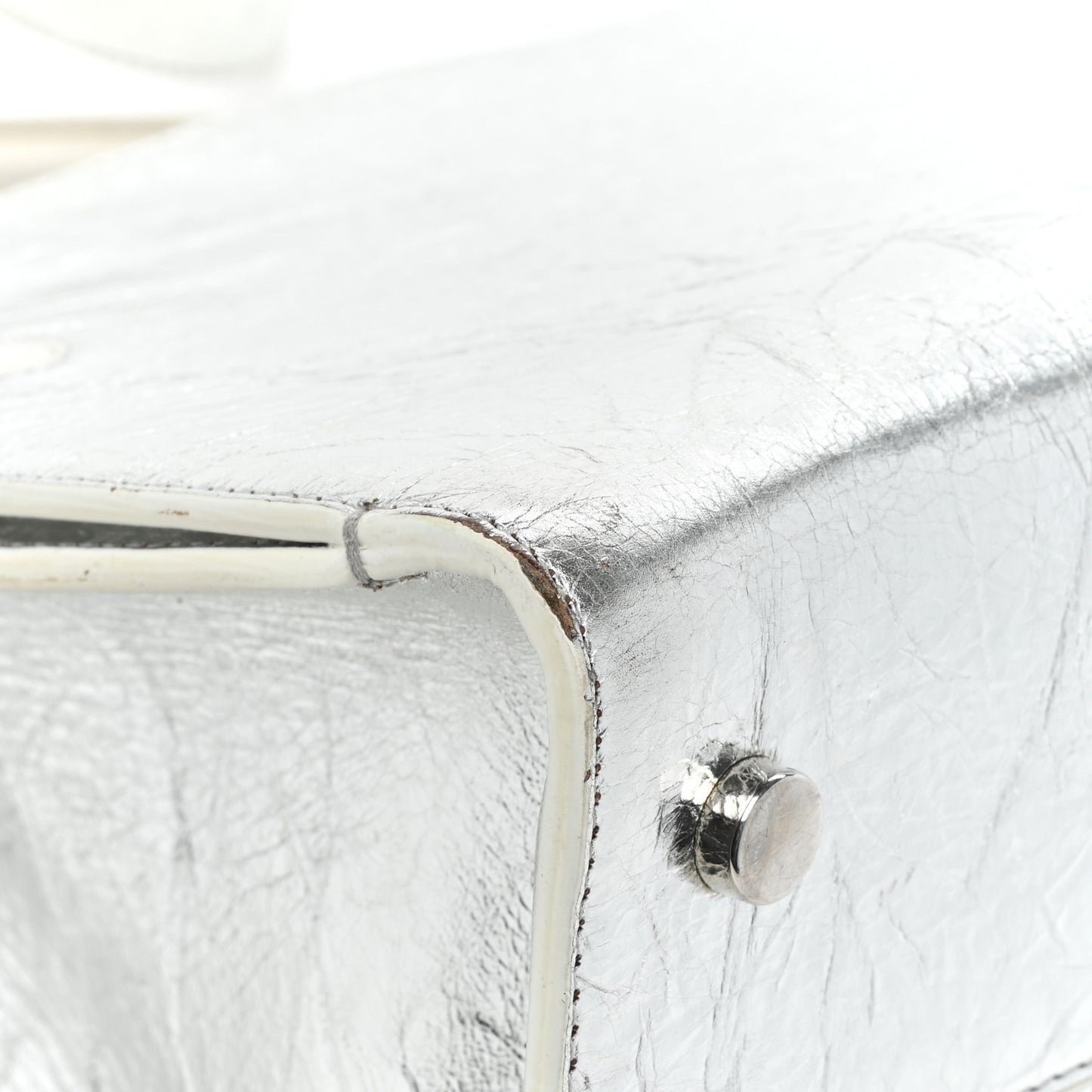 Metallic Calfskin Medium Diorever Flap Silver