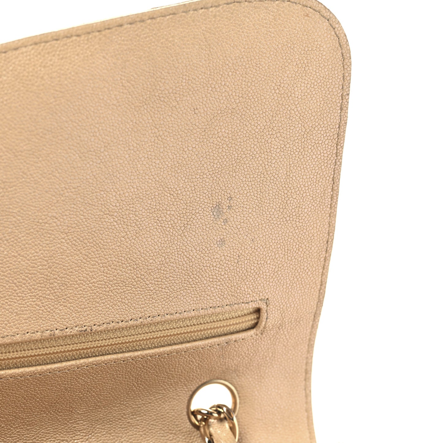 Iridescent Caviar Quilted Jumbo Double Flap Beige