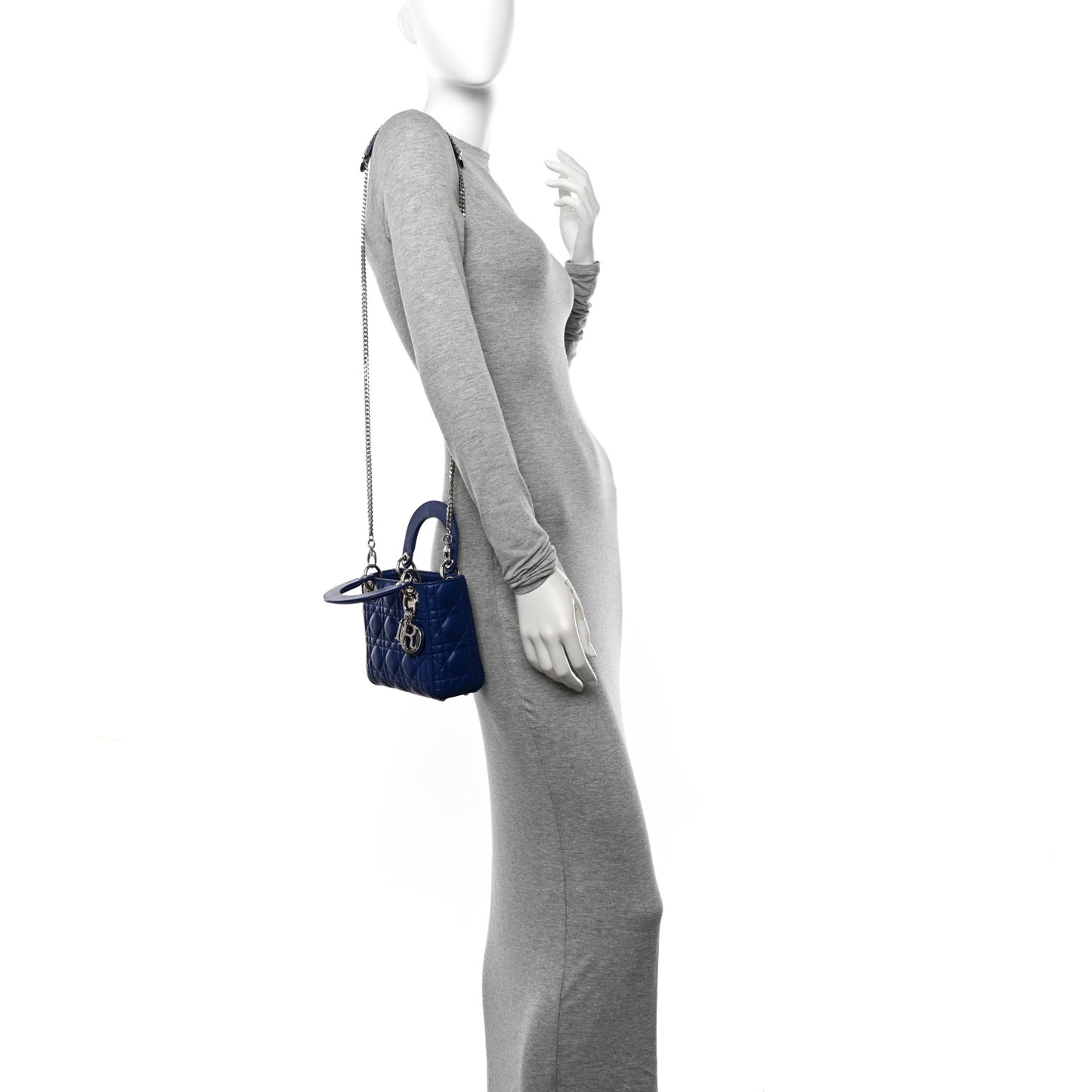 Lambskin Cannage Mini Lady Dior Blue