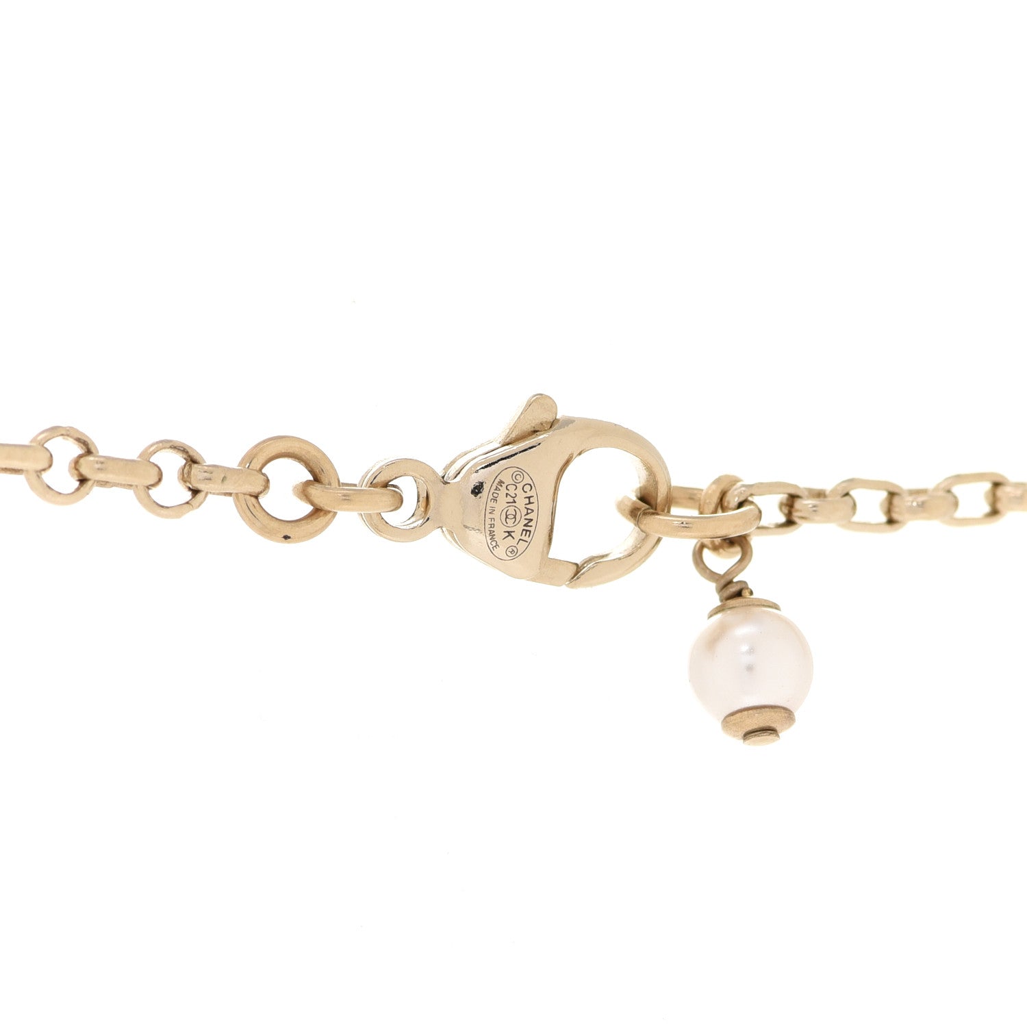 Chanel Crystal CC Beaded Pendant Necklace Gold 5 of 6