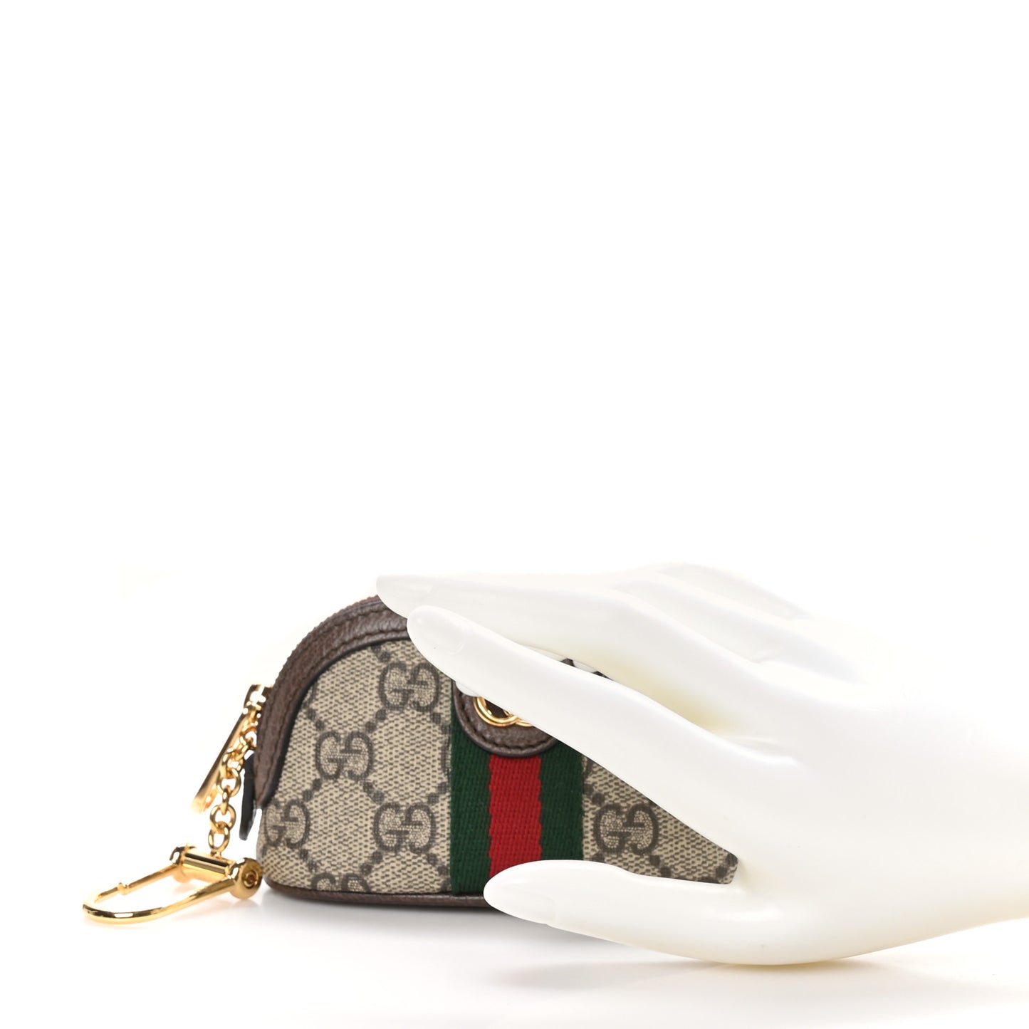 GG Supreme Monogram Web Ophidia Dome Key Pouch Beige New Acero