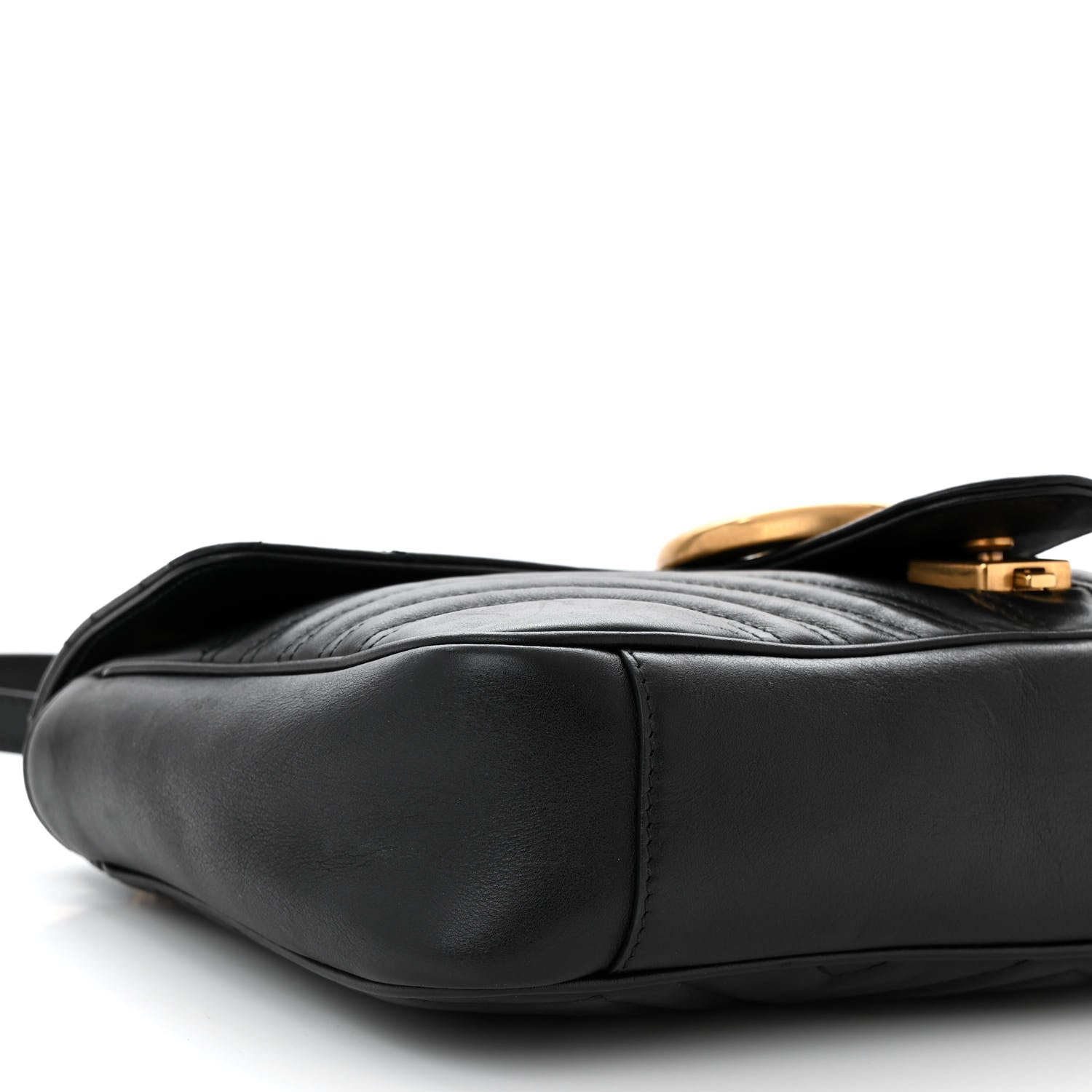 Gucci Calfskin Matelasse Medium GG Marmont Shoulder Bag Black 9 of 10