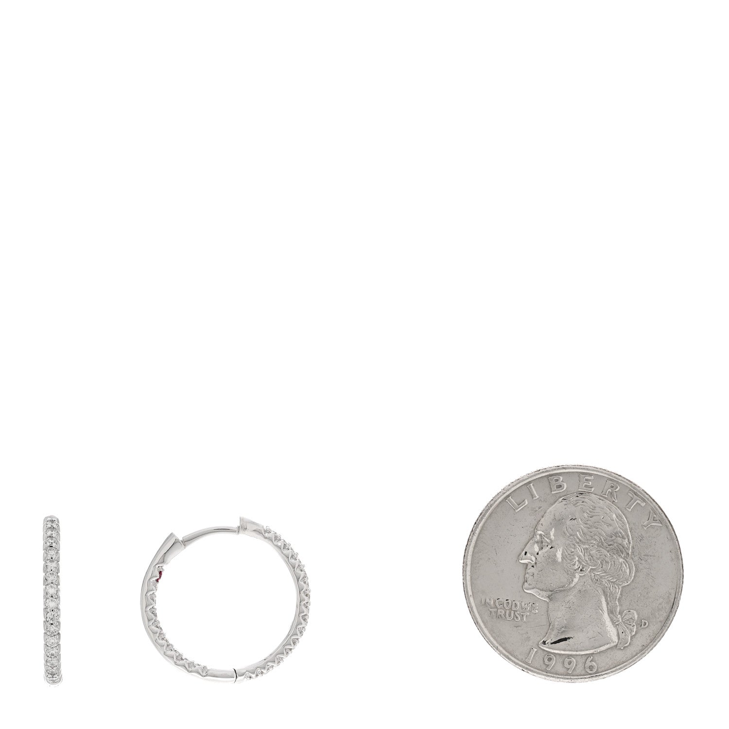 Roberto Coin 18K White Gold Diamond XS Hoop Pave Earrings 2 of 4