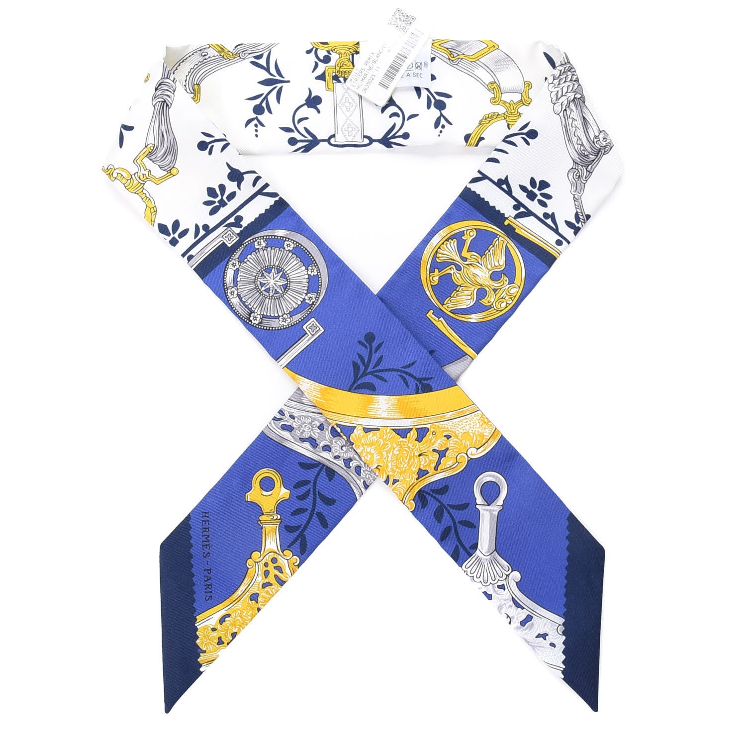 Hermes Silk Etriers Remix Twilly Marine White Or 689572 – FASHIONPHILE