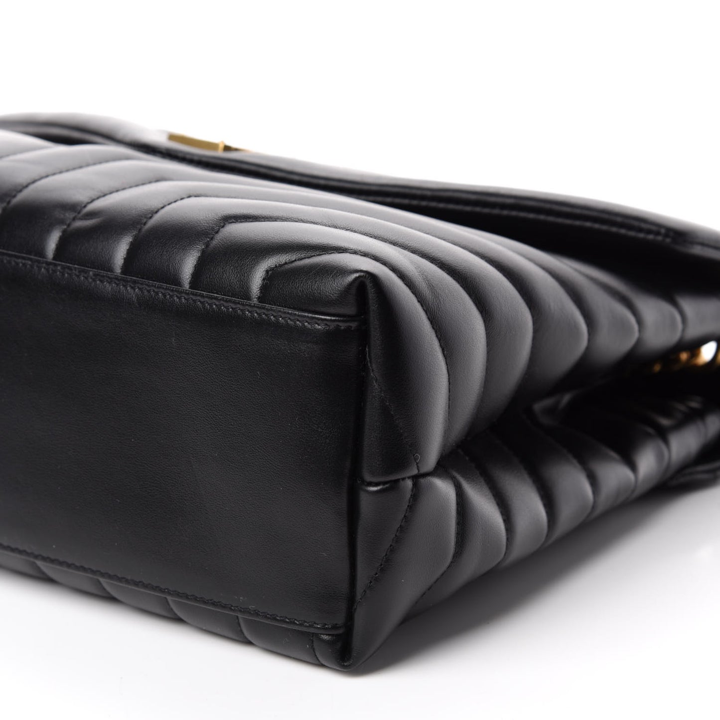 Calfskin Y Quilted Monogram Medium Loulou Chain Satchel Black