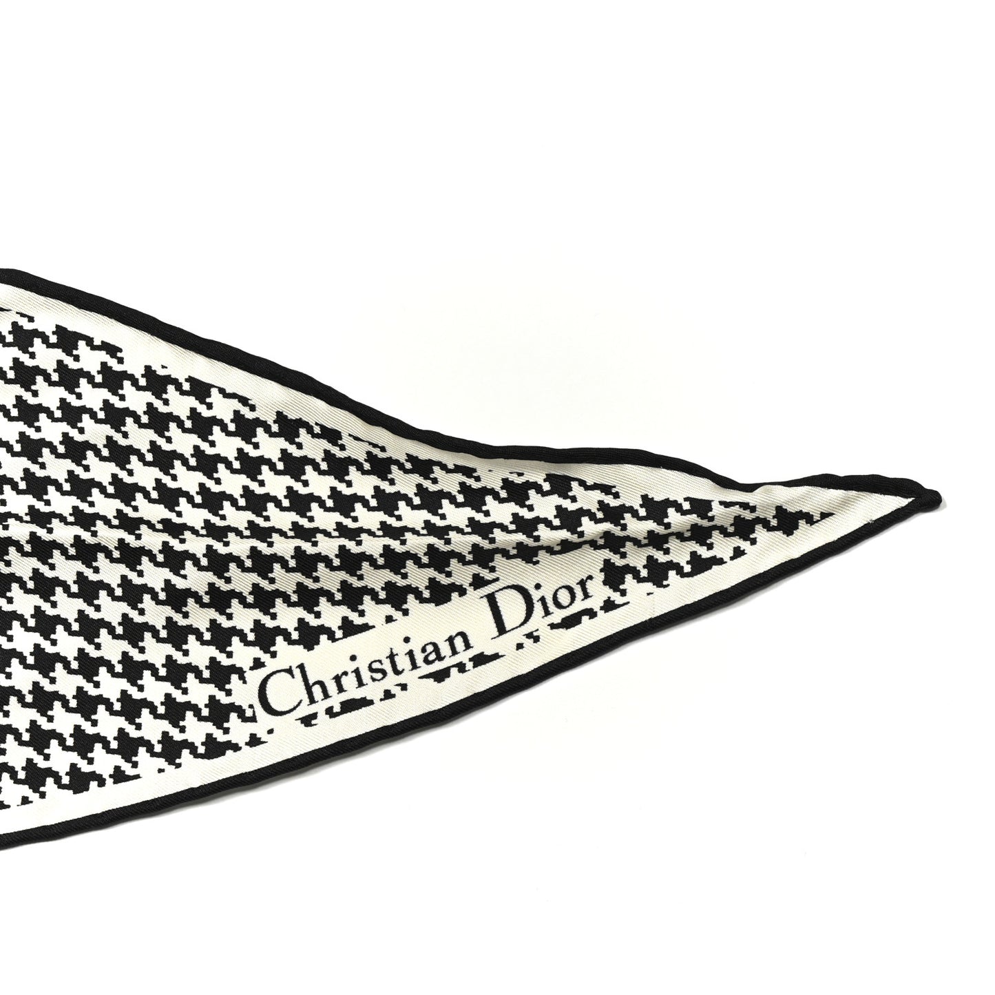 Silk Houndstooth Diamond Scarf Black White